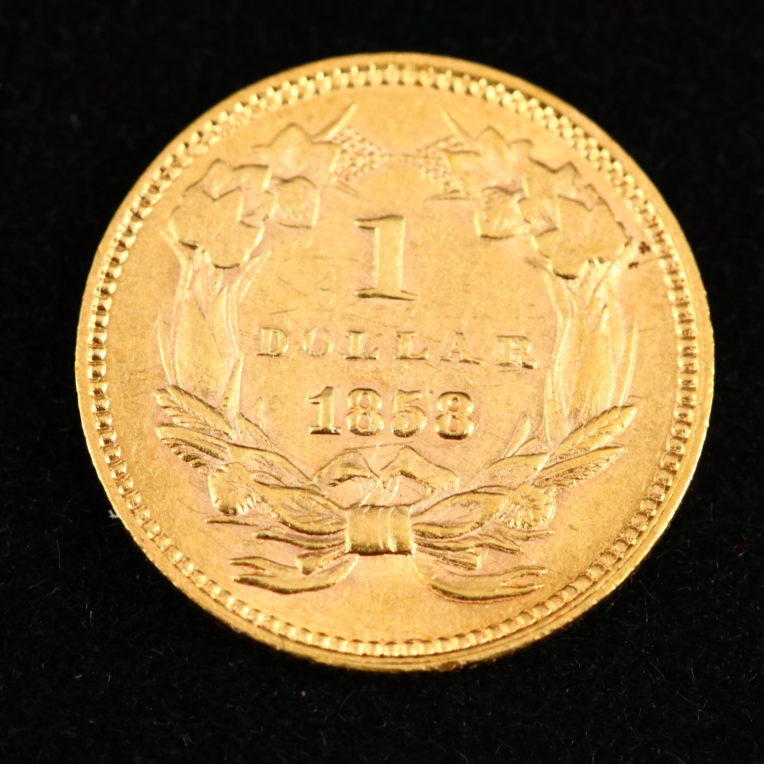 1858 Indian Princess Head Type III Gold Dollar