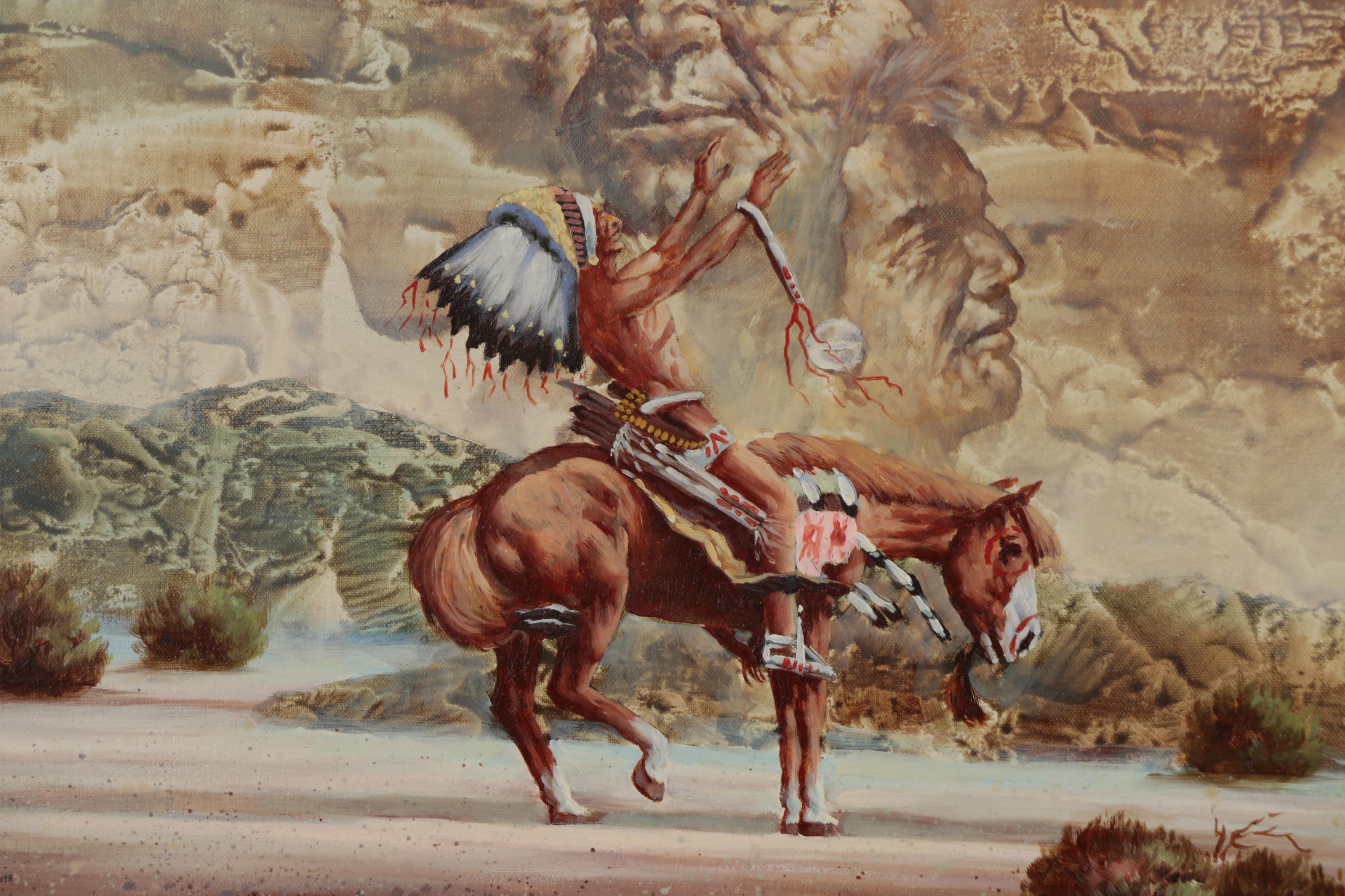 G. Bogard Oil Painting of Western Landscape