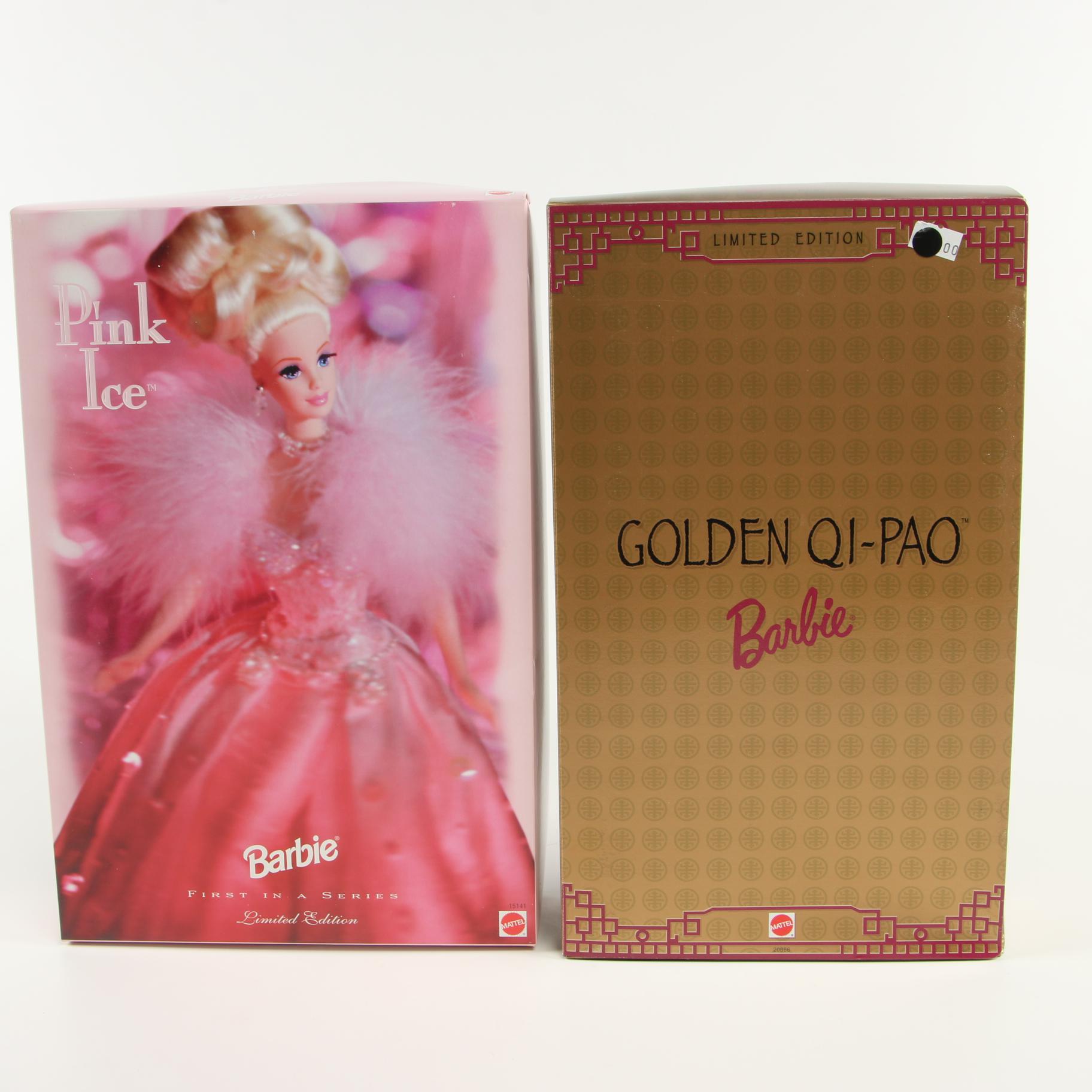 "Pink Ice" and "Golden Qi-Pao" Barbie Dolls With Original Boxes, 1990s