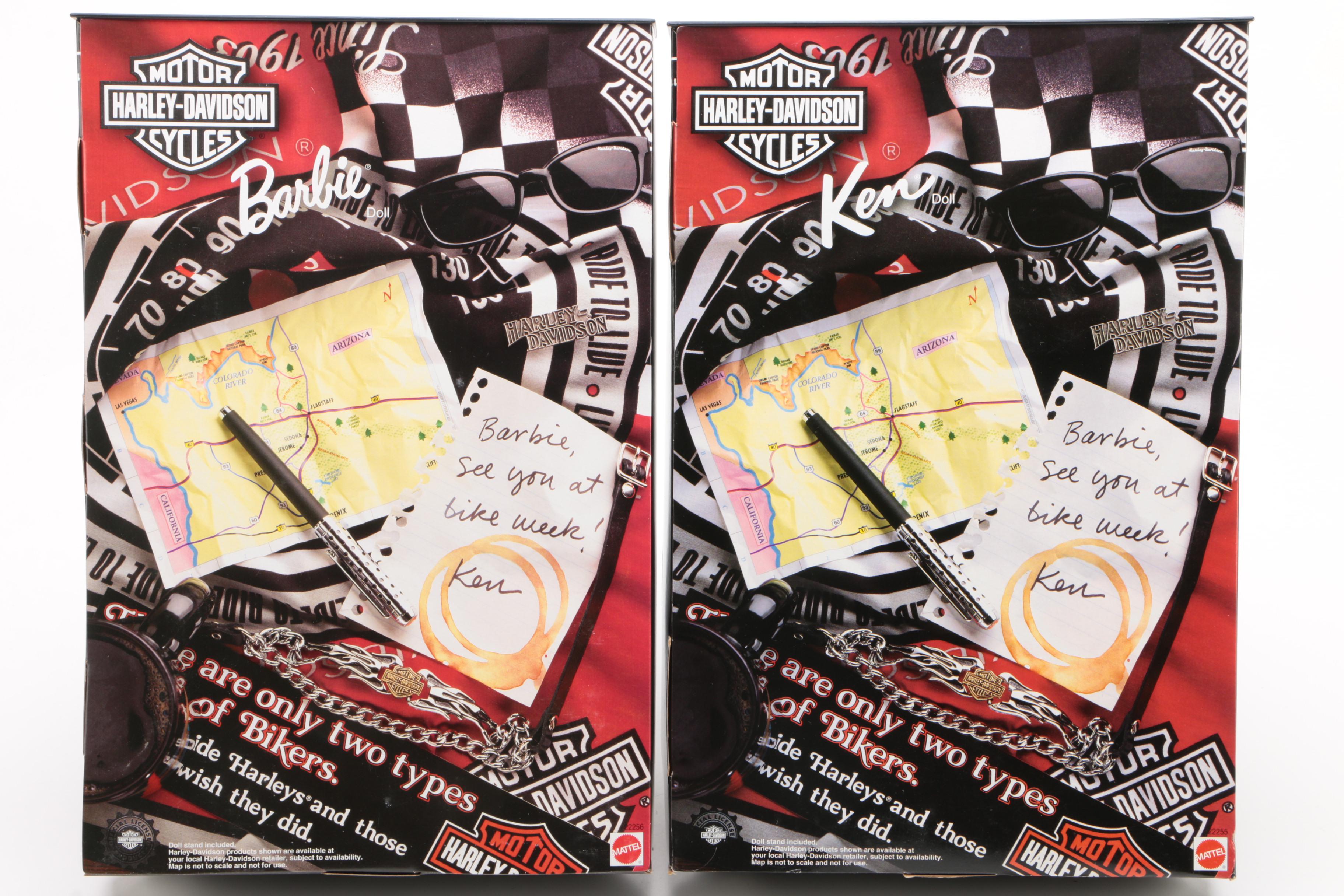 Harley-Davidson Barbie and Ken Dolls, Sealed in Box, 1998