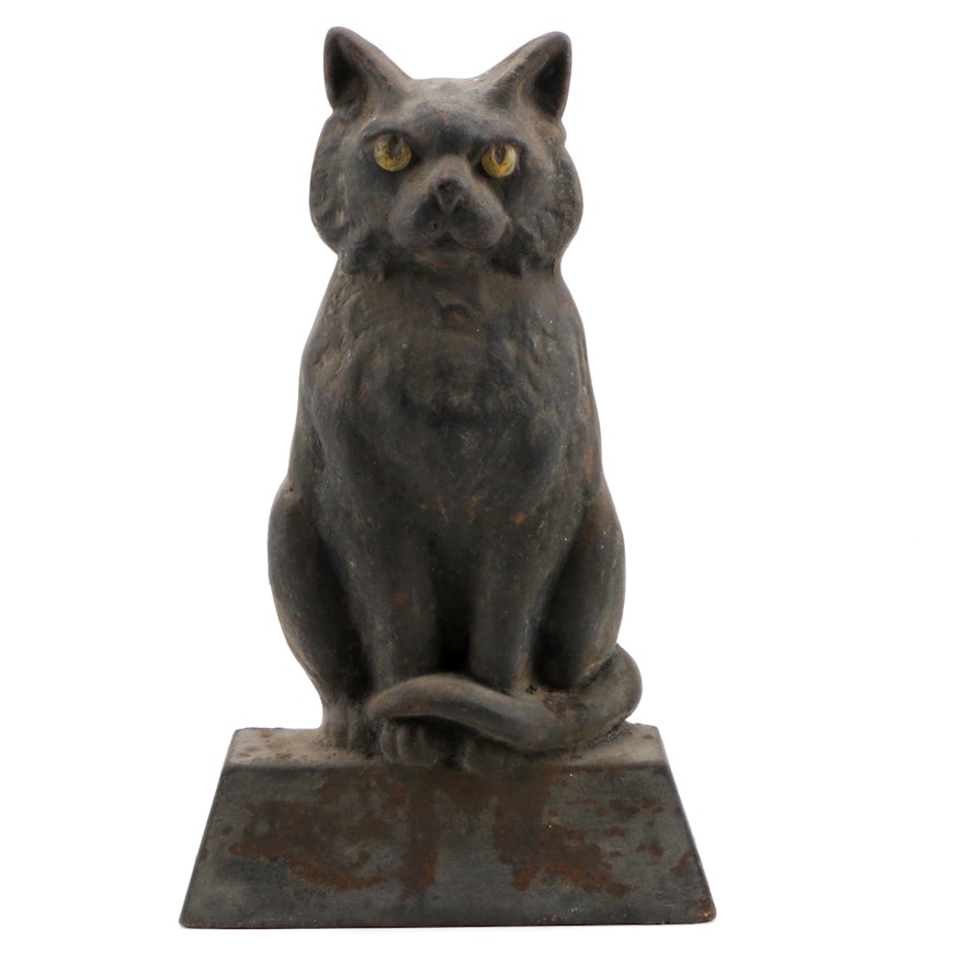 Cast Iron Feline Figural Doorstop