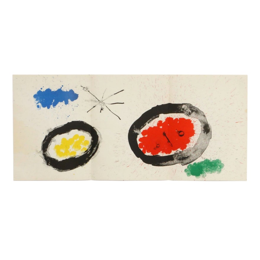 Joan Miró Triple-Page Color Lithograph for "Derrière le Miroir," 1961