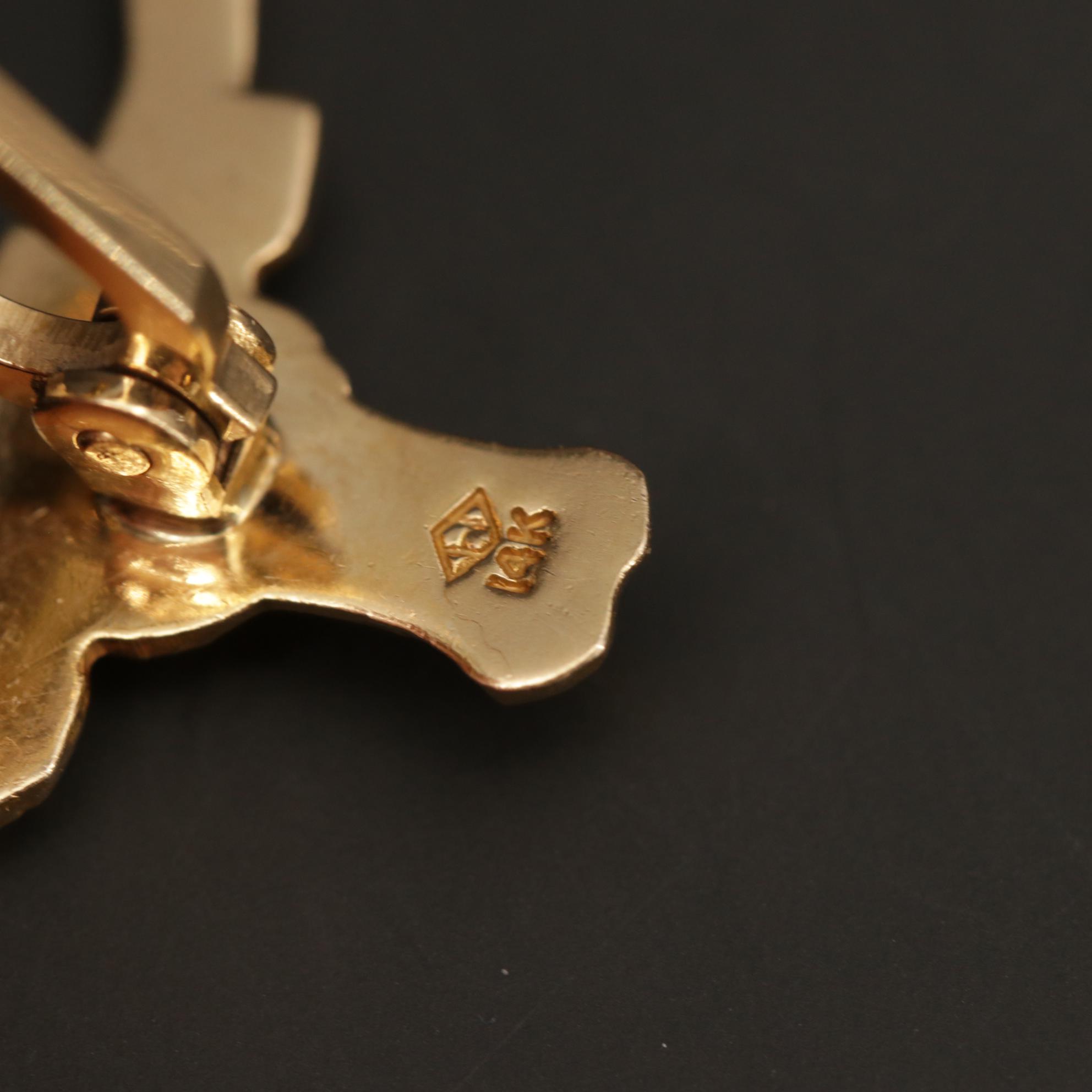Vintage 14K Yellow Gold Longhorn Steer Cufflinks