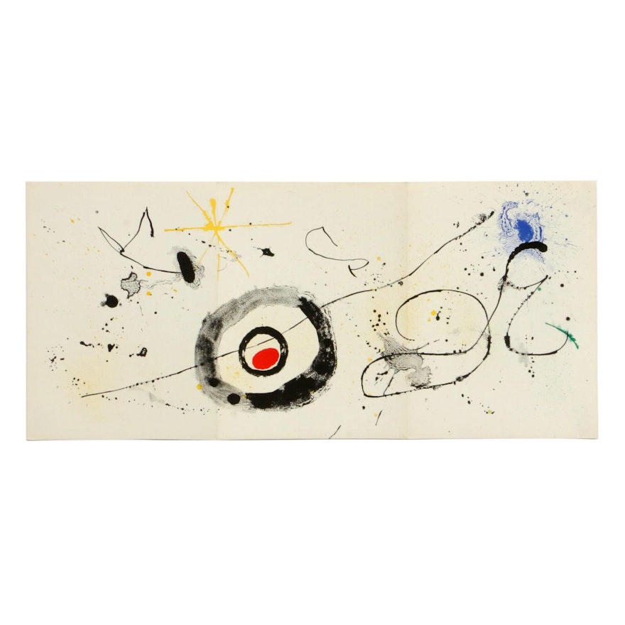 Joan Miró Triple-Page Color Lithograph for "Derrière le Miroir," 1963