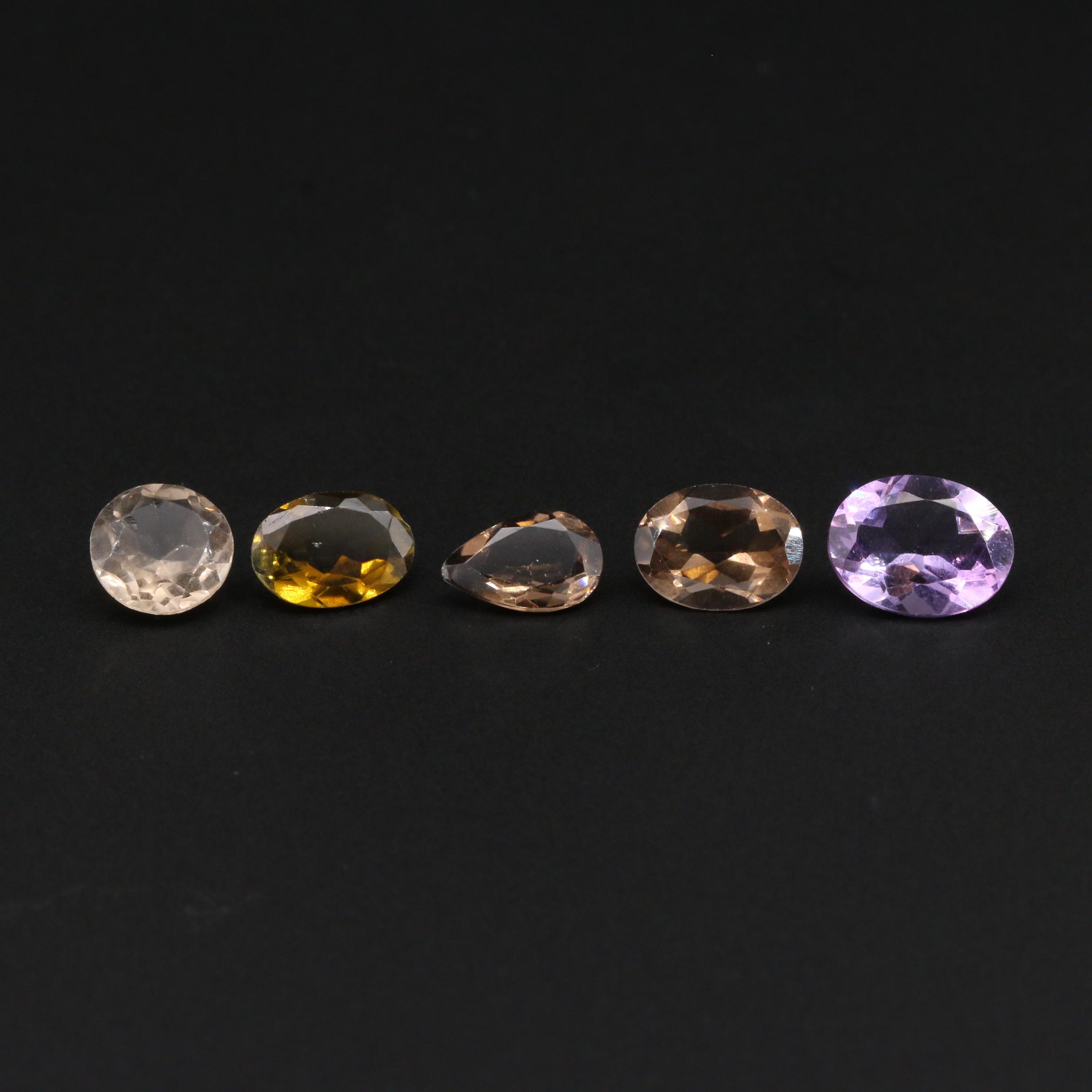 Loose 5.18 CTW Amethyst, Green Tourmaline and Smoky Quartz Gemstones