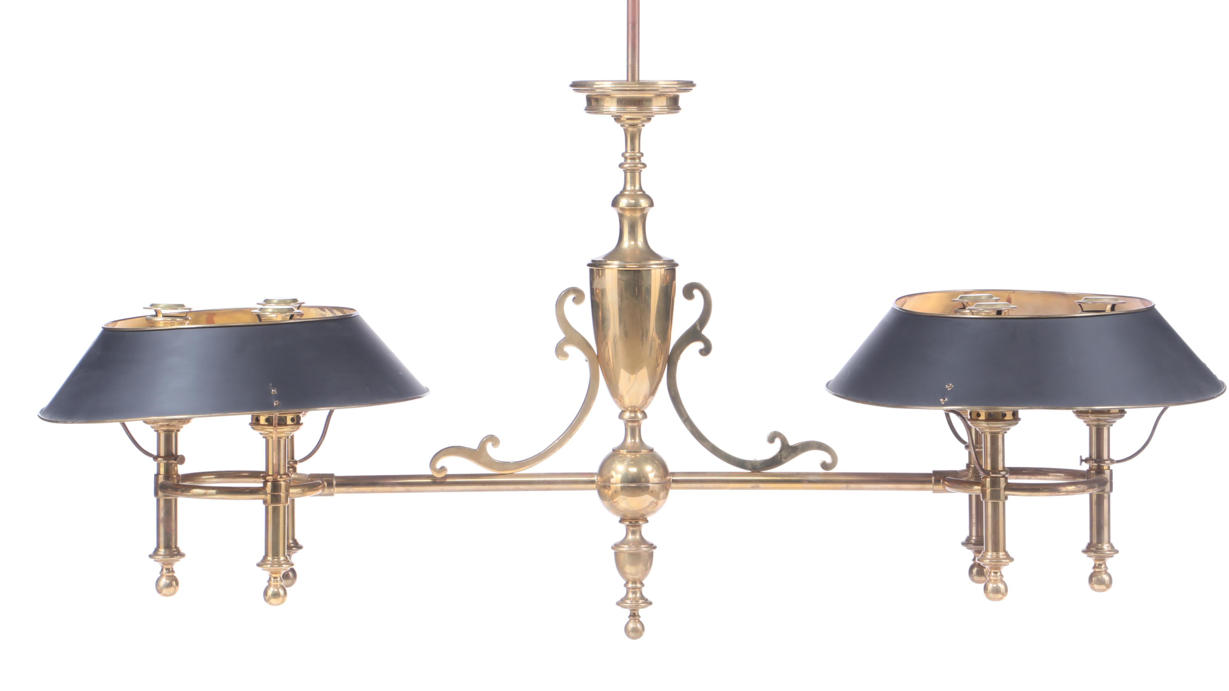 Chapman Lighting Brass Bouillotte Double Billiard Light Fixture