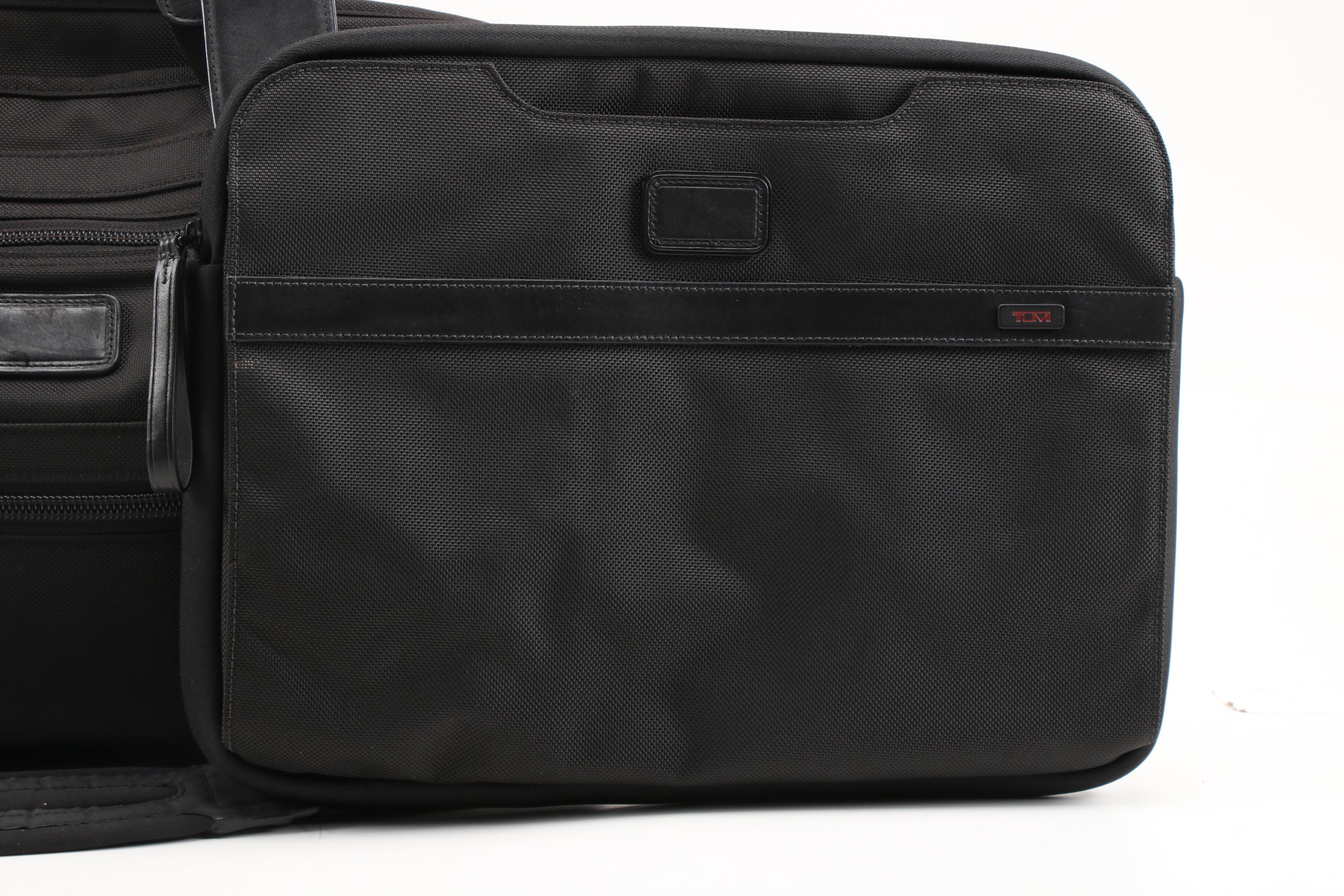 Tumi Portfolio Briefcase with Laptop Sleeve in Black Nylon and Leather