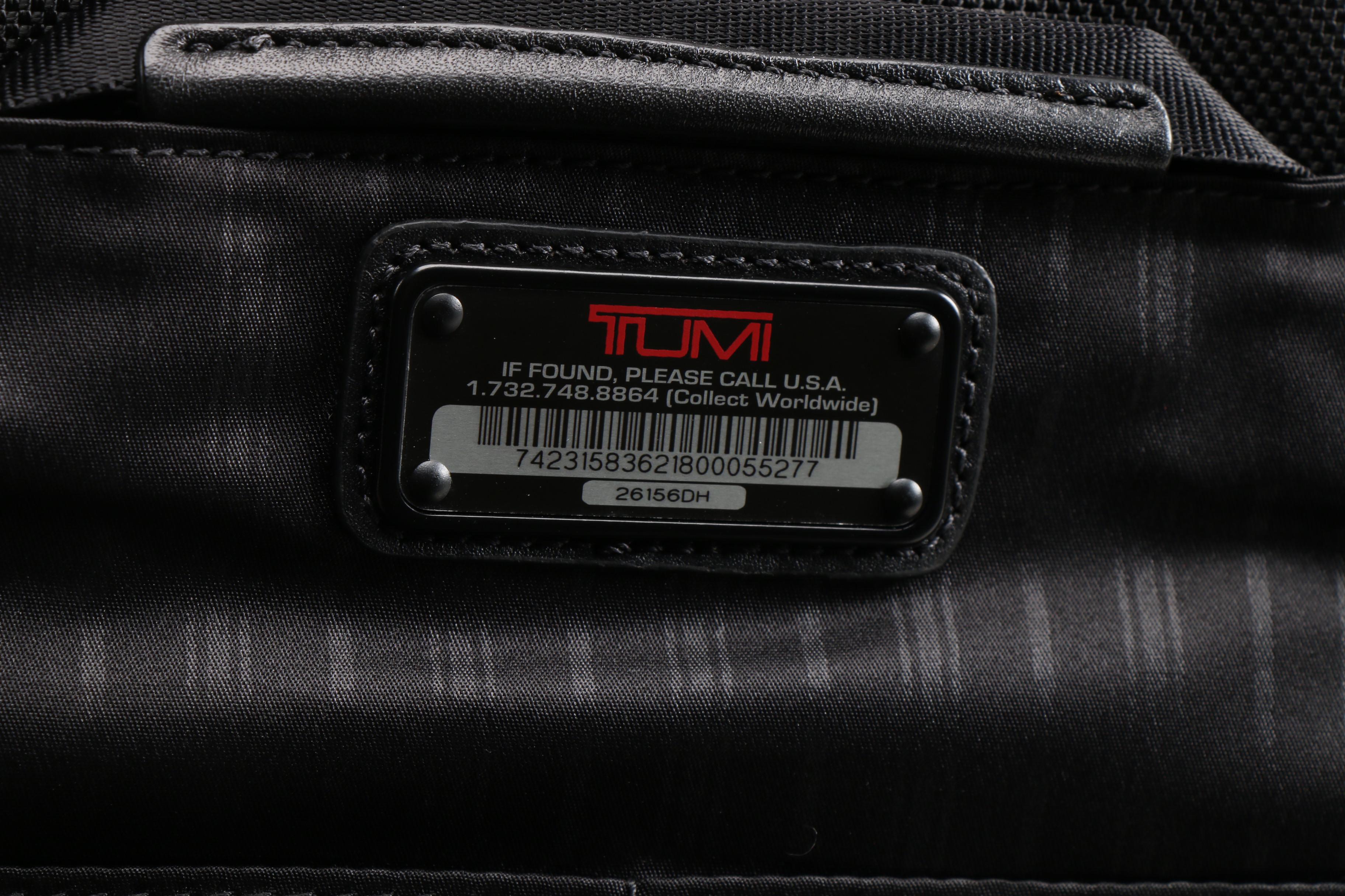 Tumi Portfolio Briefcase with Laptop Sleeve in Black Nylon and Leather