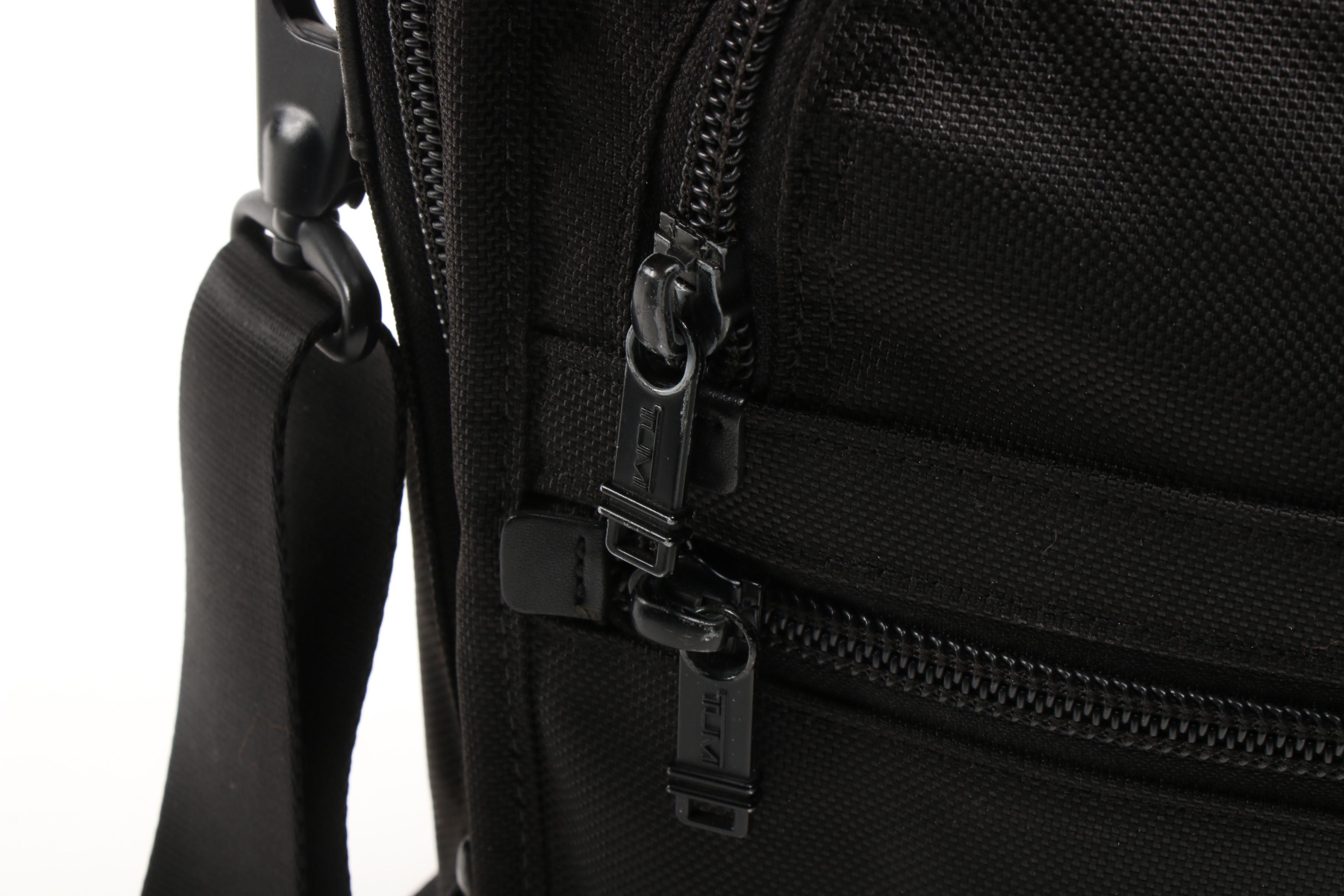 Tumi Portfolio Briefcase with Laptop Sleeve in Black Nylon and Leather