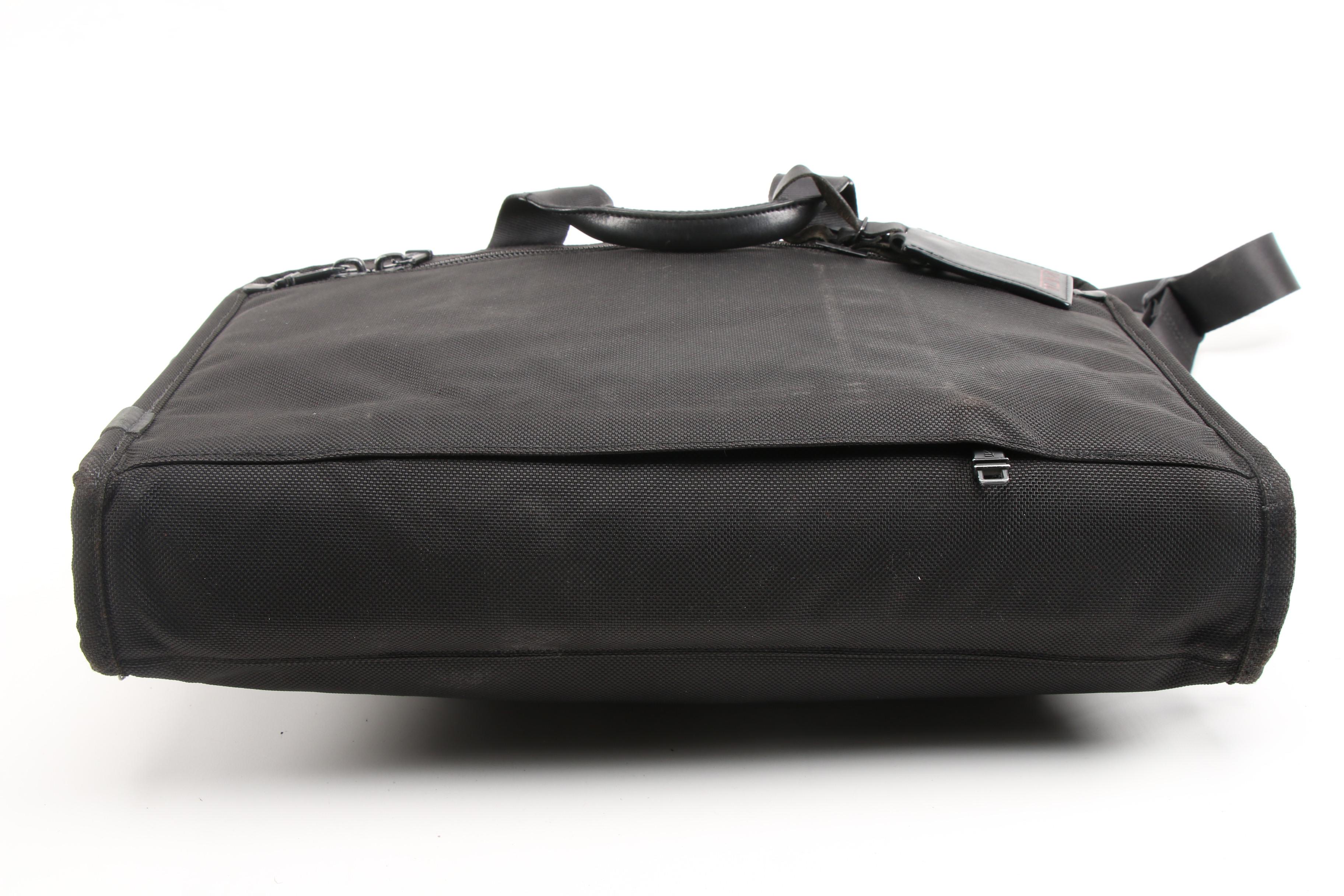 Tumi Portfolio Briefcase with Laptop Sleeve in Black Nylon and Leather
