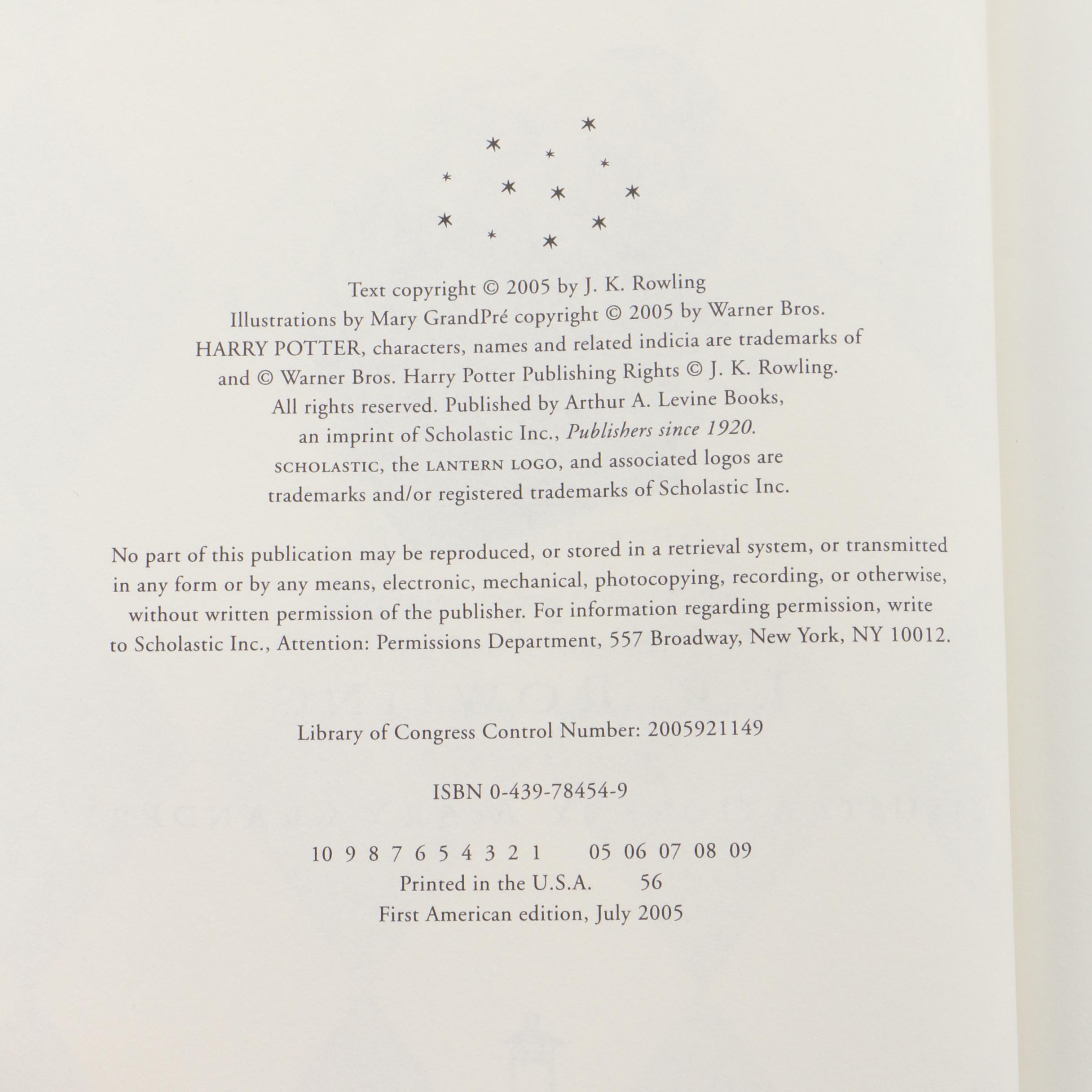 "Harry Potter" Books featuring First American and First Editions