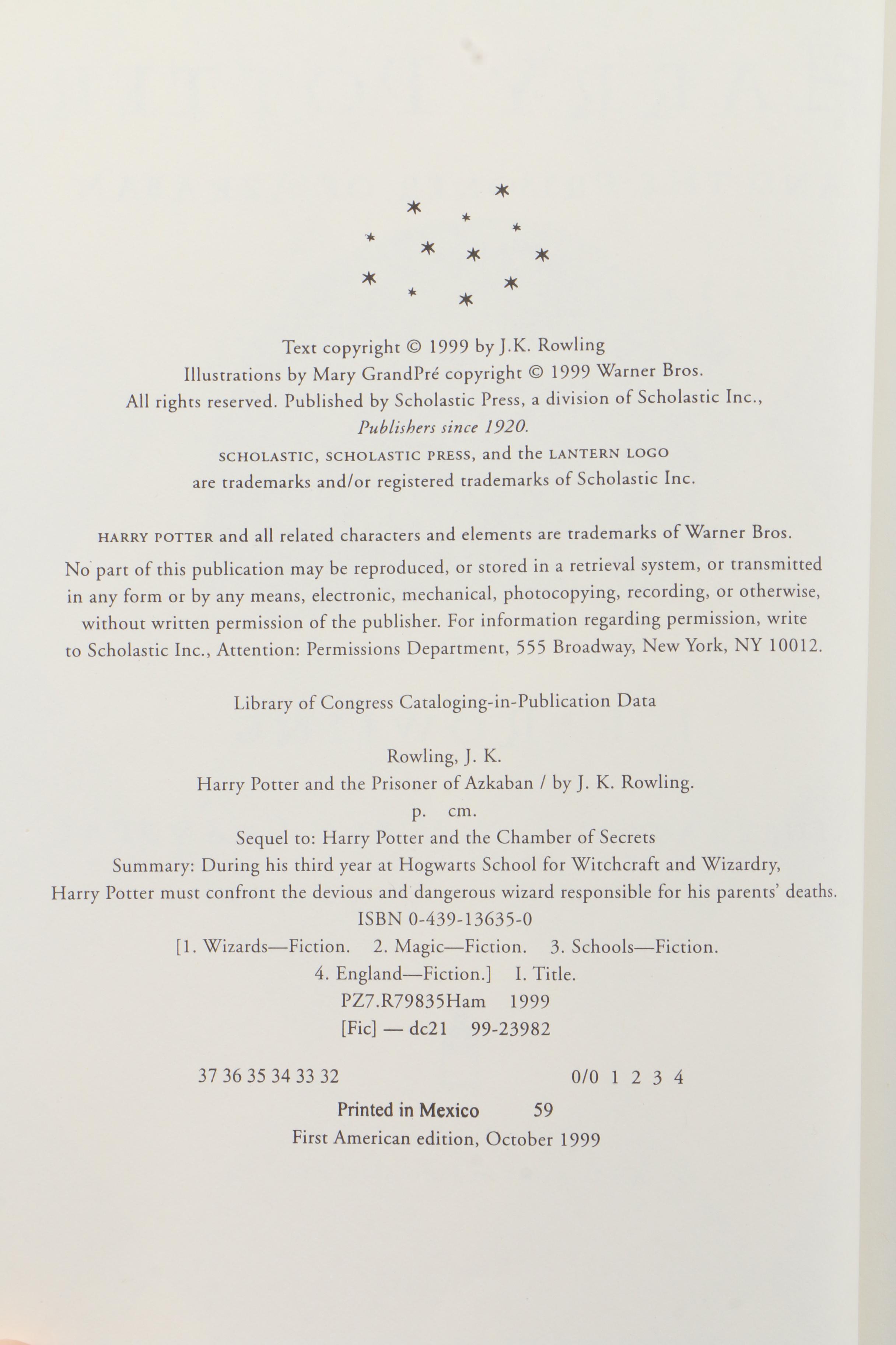 "Harry Potter" Books featuring First American and First Editions