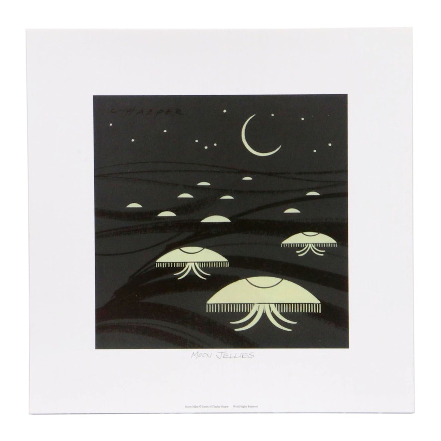 Offset Lithograph After Charley Harper "Moon Jellies"