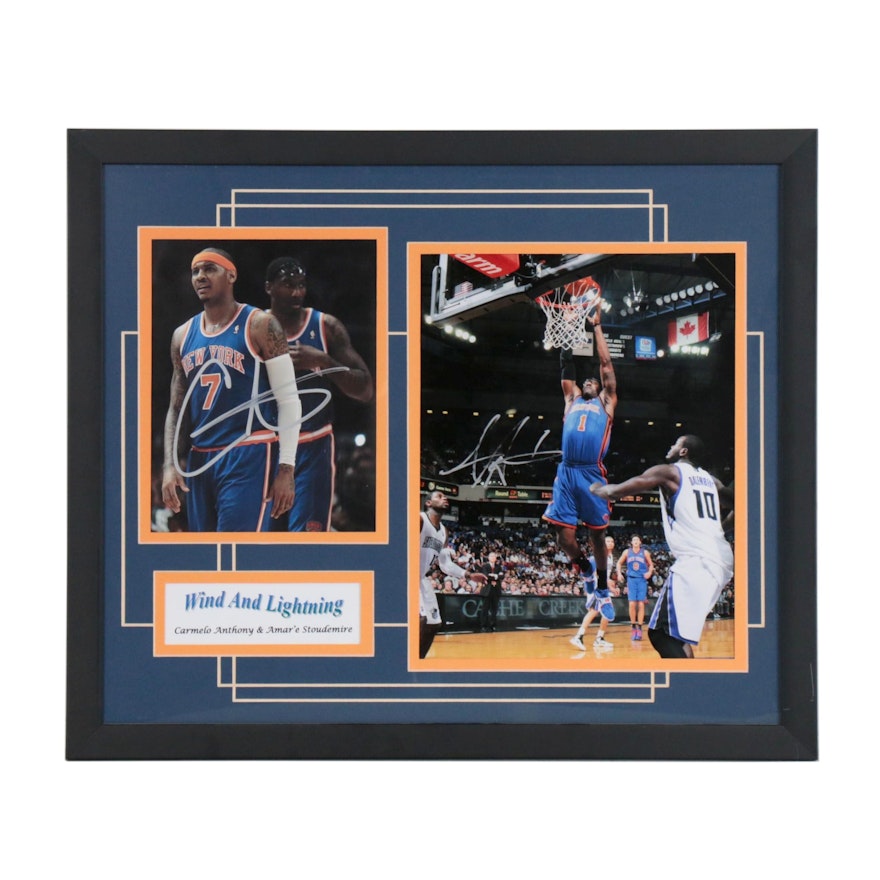 Framed Carmelo Anthony and Amar'e Stoudemire Signed Display  COa