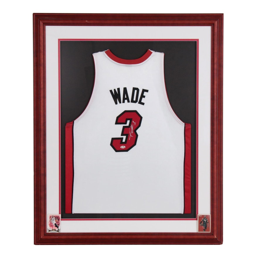 Framed Dwyane Wade Signed Miami Heat Replica Jersey  COA