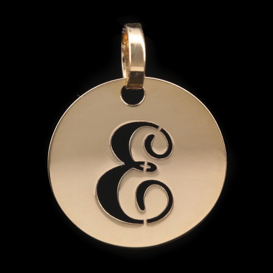 14K Yellow Gold "E" Pendant