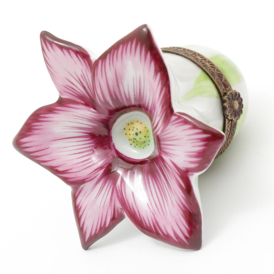 Chamart Hand-Painted Porcelain Flower Limoges Trinket Box