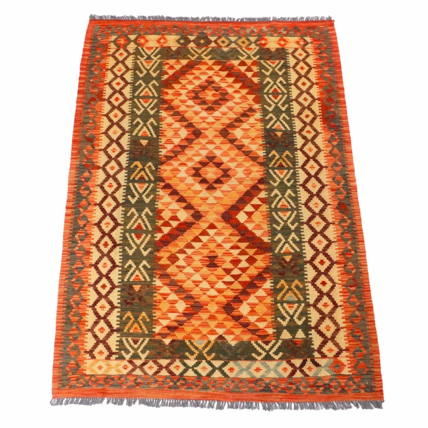 4'1 x 6'2 Handwoven Indo-Turkish Kilim Rug