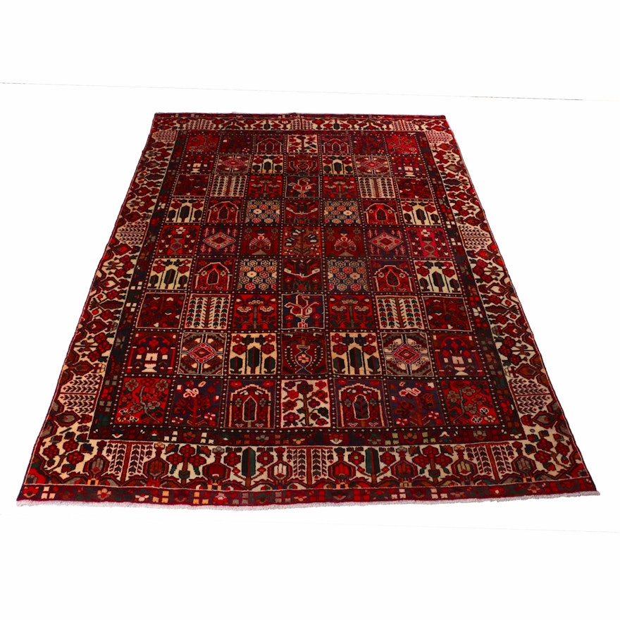 9'5 x 12'8 Hand-Knotted Persian Bakhtiari Room Size Rug, 1940s