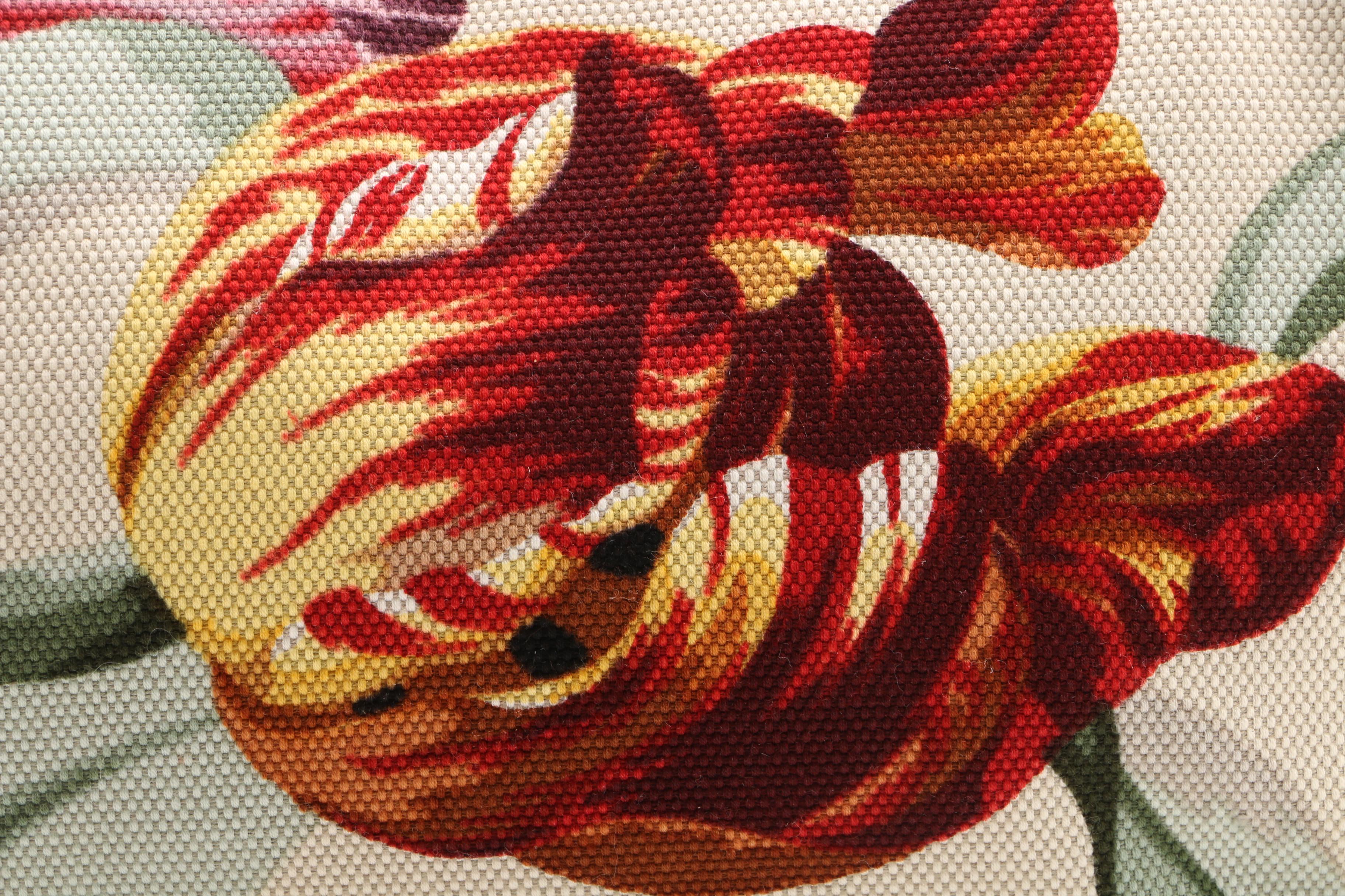 Valentino Garavani Floral Canvas and Brown Leather Baguette