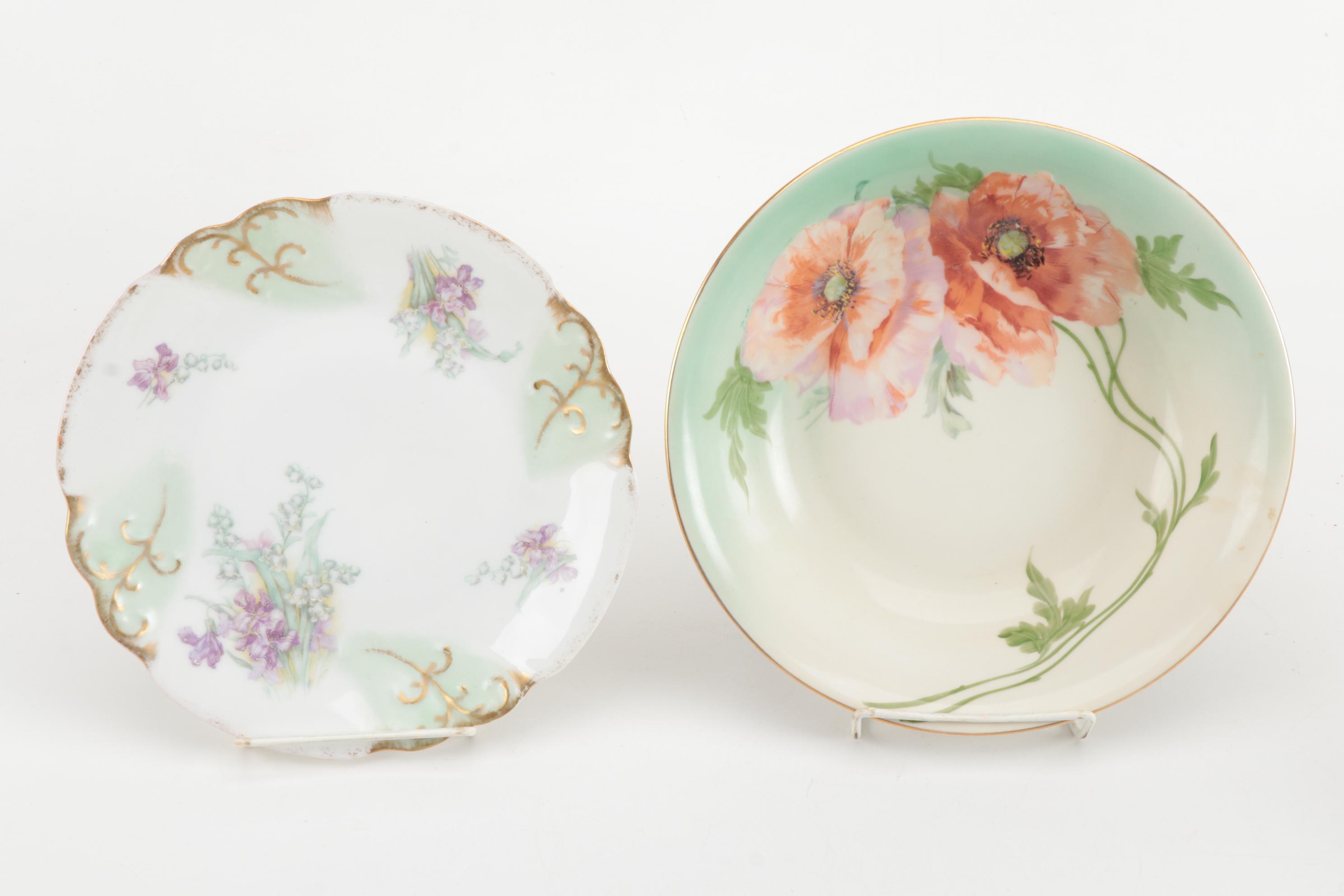 European Floral Dinnerware and Serving Pieces Including Limoges