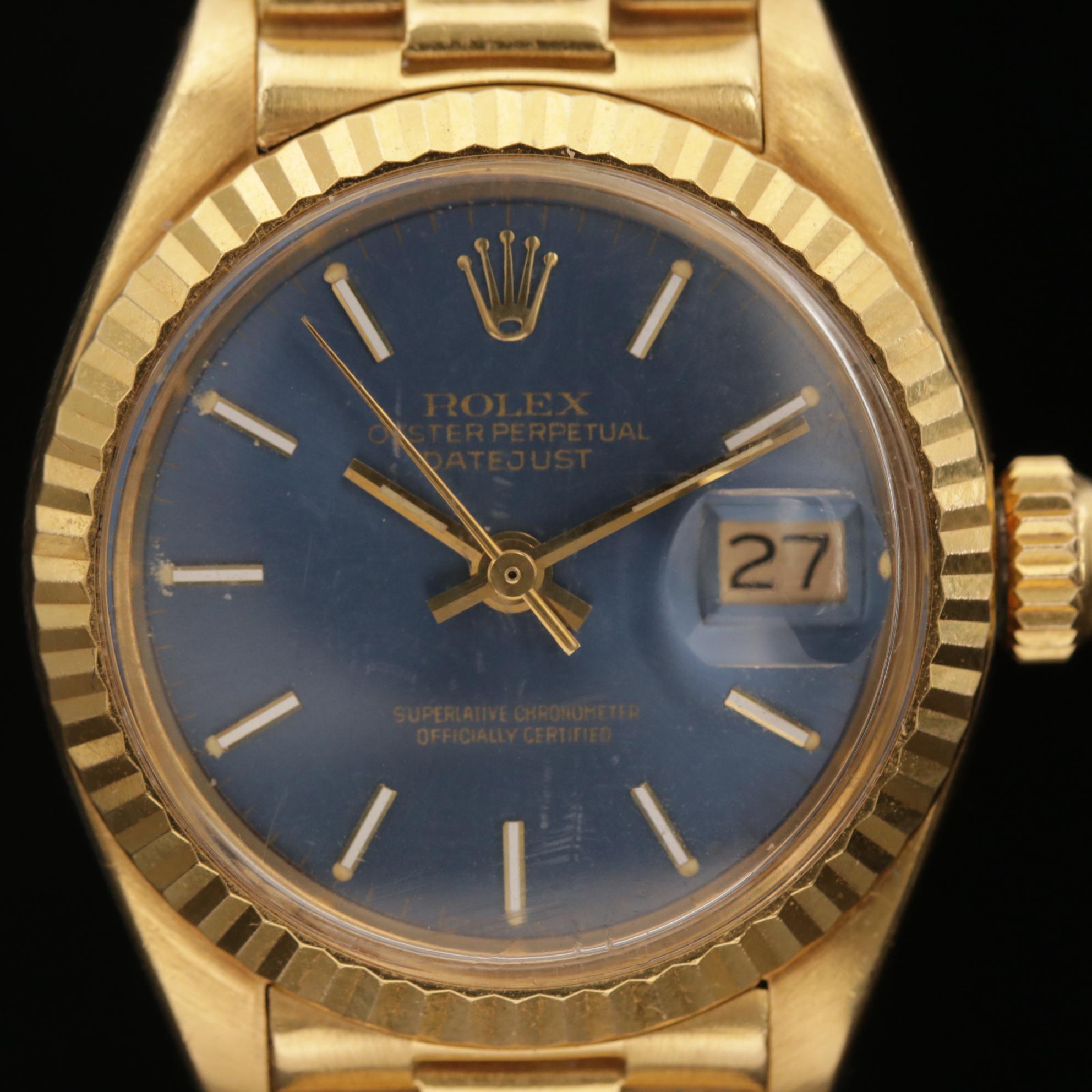 Vintage Rolex Datejust President 6917 18K Gold Automatic Watch, 1975