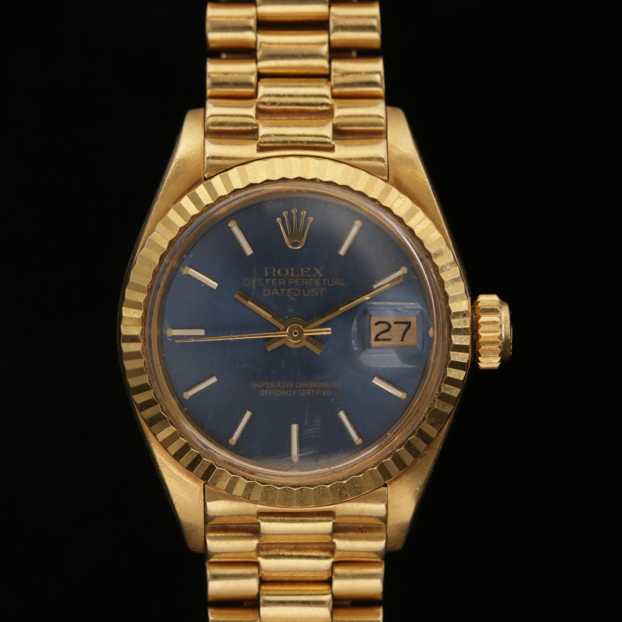 Vintage Rolex Datejust President 6917 18K Gold Automatic Watch, 1975