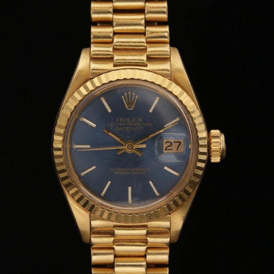 Vintage Rolex Datejust President 6917 18K Gold Automatic Wristwatch, 1975