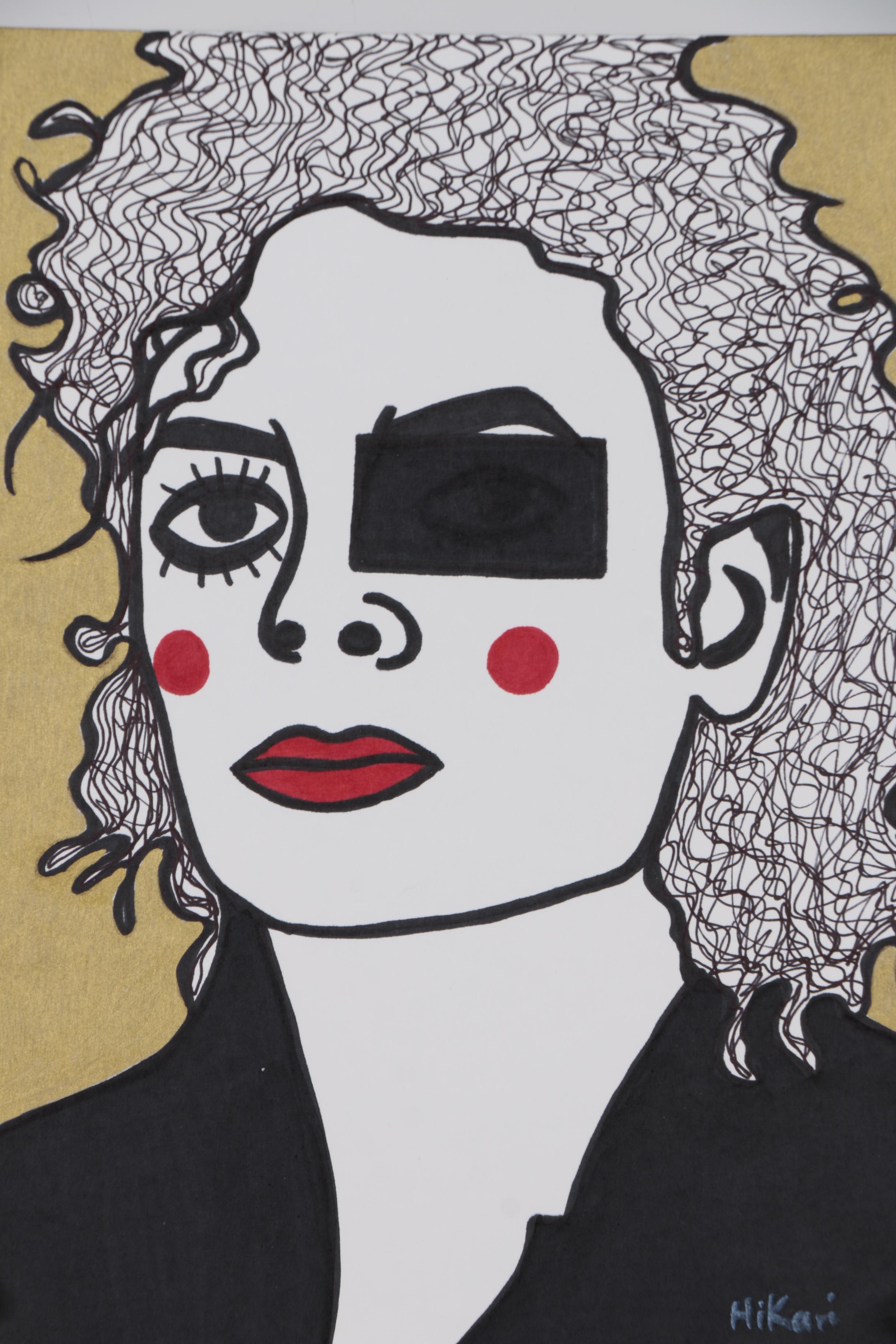 HiKari Ink and Acrylic Painting "Michael Jackson"