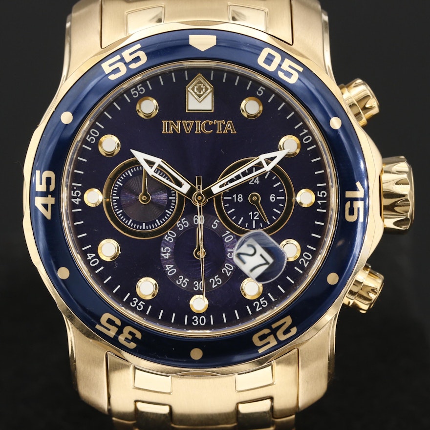 Invicta Pro Diver Gold Tone Quartz Chronograph Wristwatch