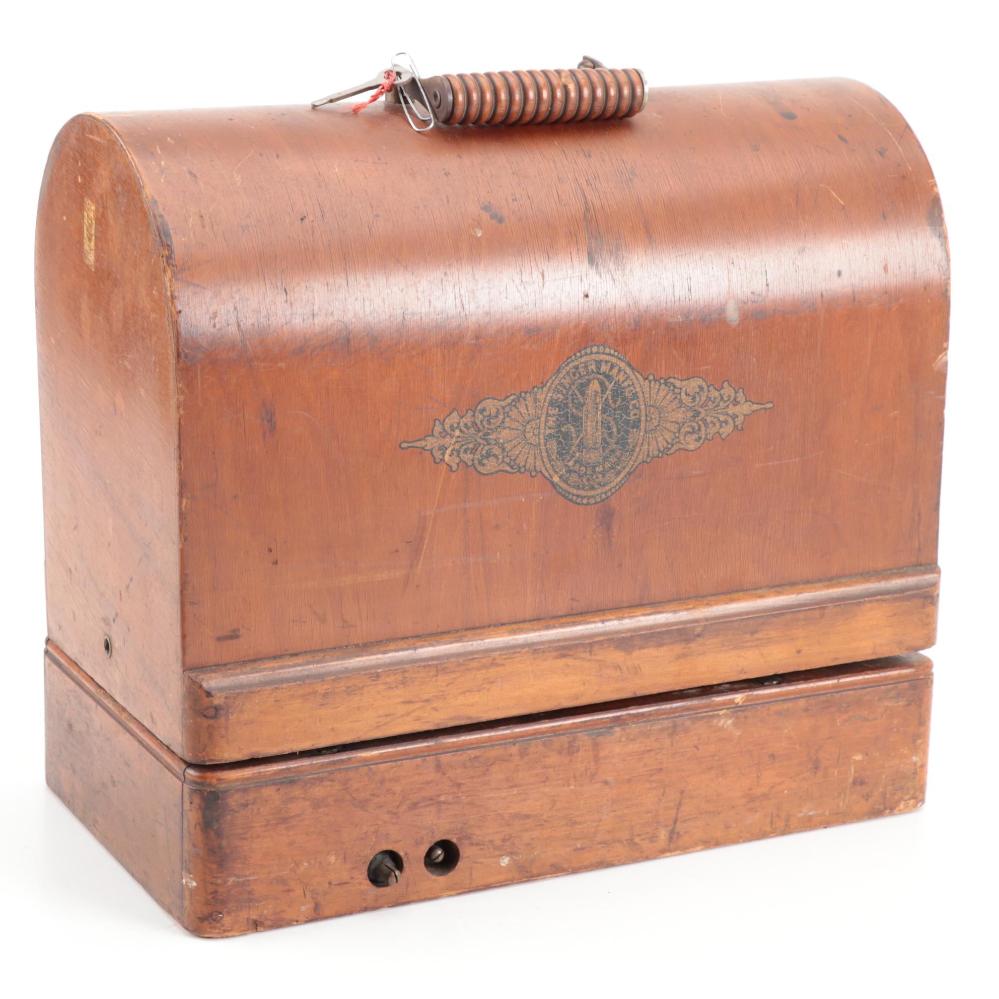 Singer Portable Electric Sewing Machine With Bentwood Case, Model 24, 1922