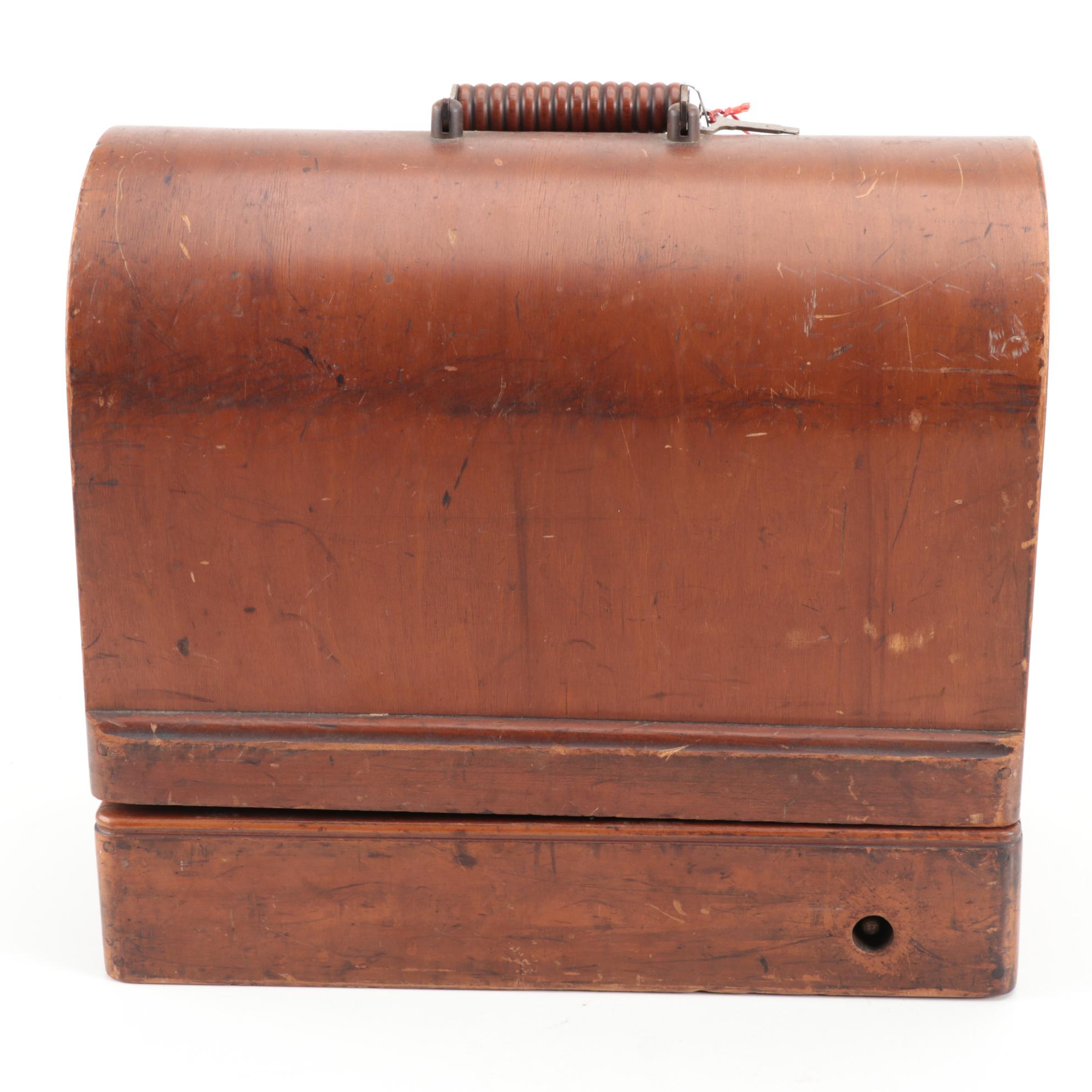 Singer Portable Electric Sewing Machine With Bentwood Case, Model 24, 1922