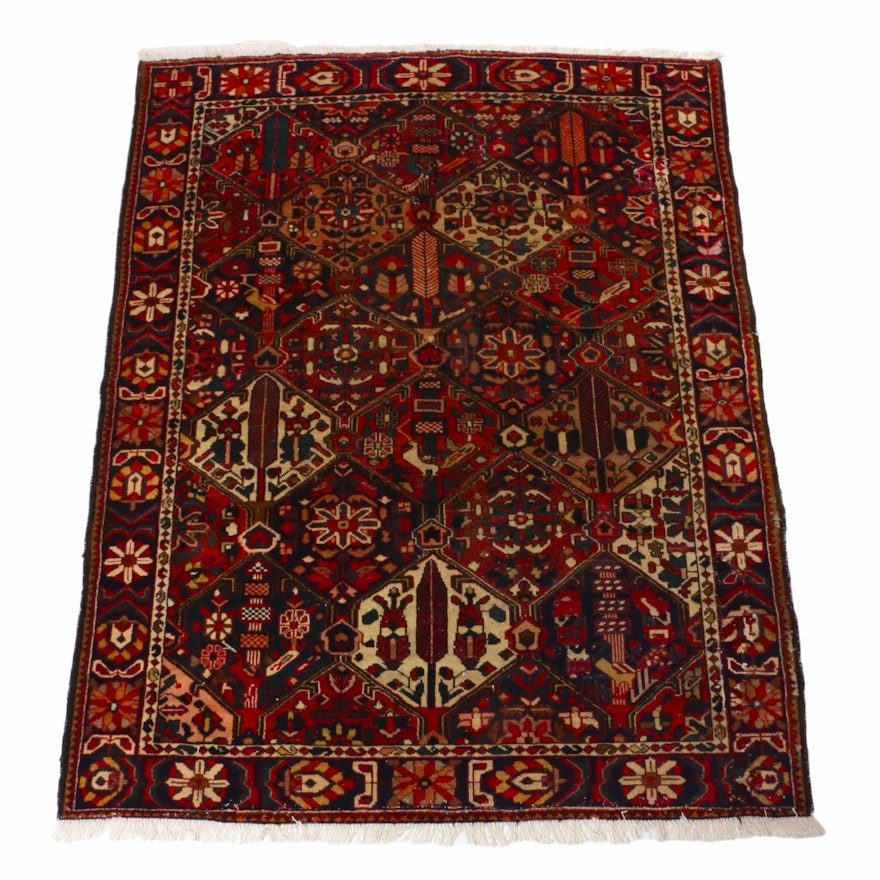 5'2 x 6'10 Hand-Knotted Persian Bakhtiari Rug, 1930s