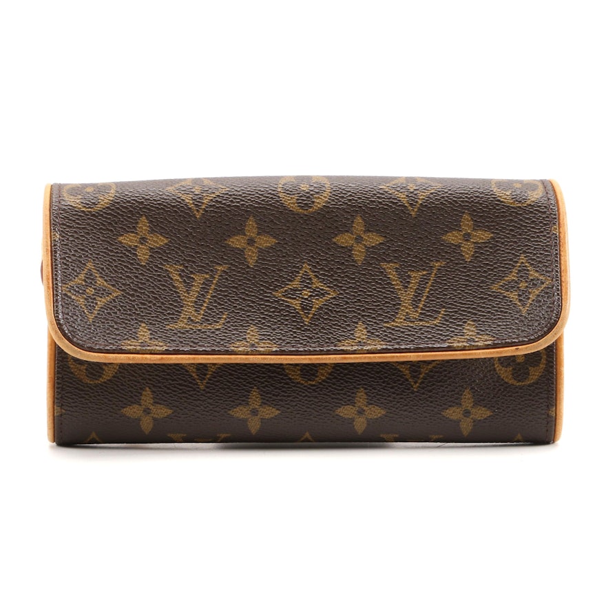 Louis Vuitton Pochette Twin PM in Monogram and Vachetta Leather with Strap