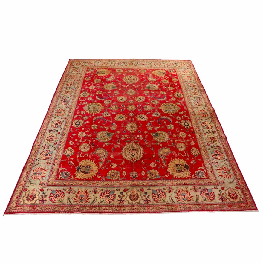 10'3 x 13'5 Hand-Knotted Persian Tabriz Room Size Rug, 1960s