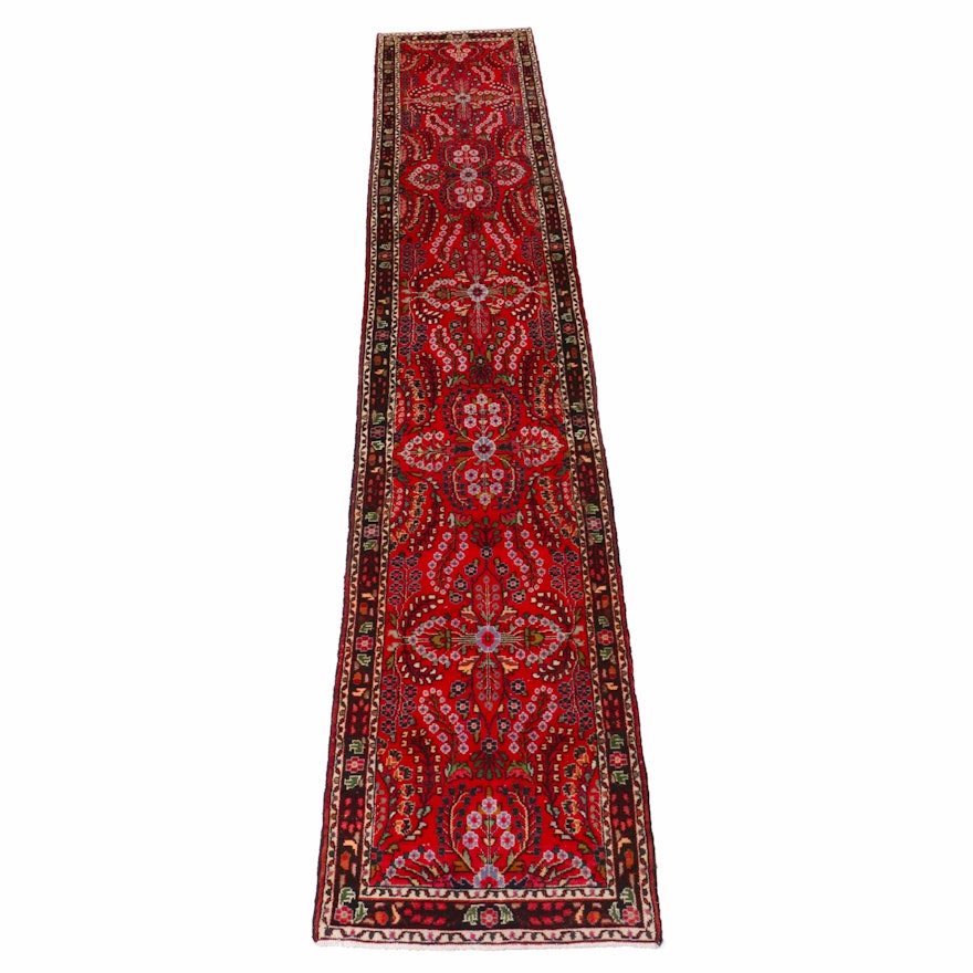 2'9 x 14'2 Hand-Knotted Persian Lilihan Carpet Runner, 1970s