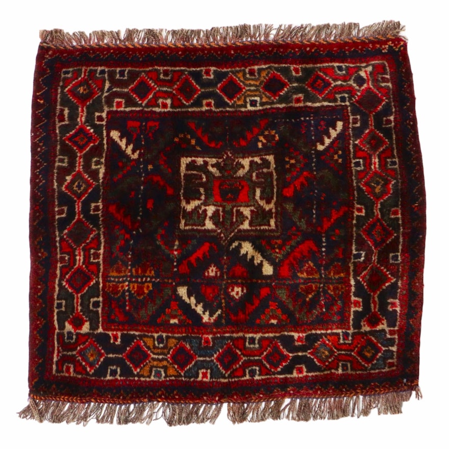 2'4 x 2'6 Hand-Knotted Persian Qashkaie Shiraz Rug, 1920s