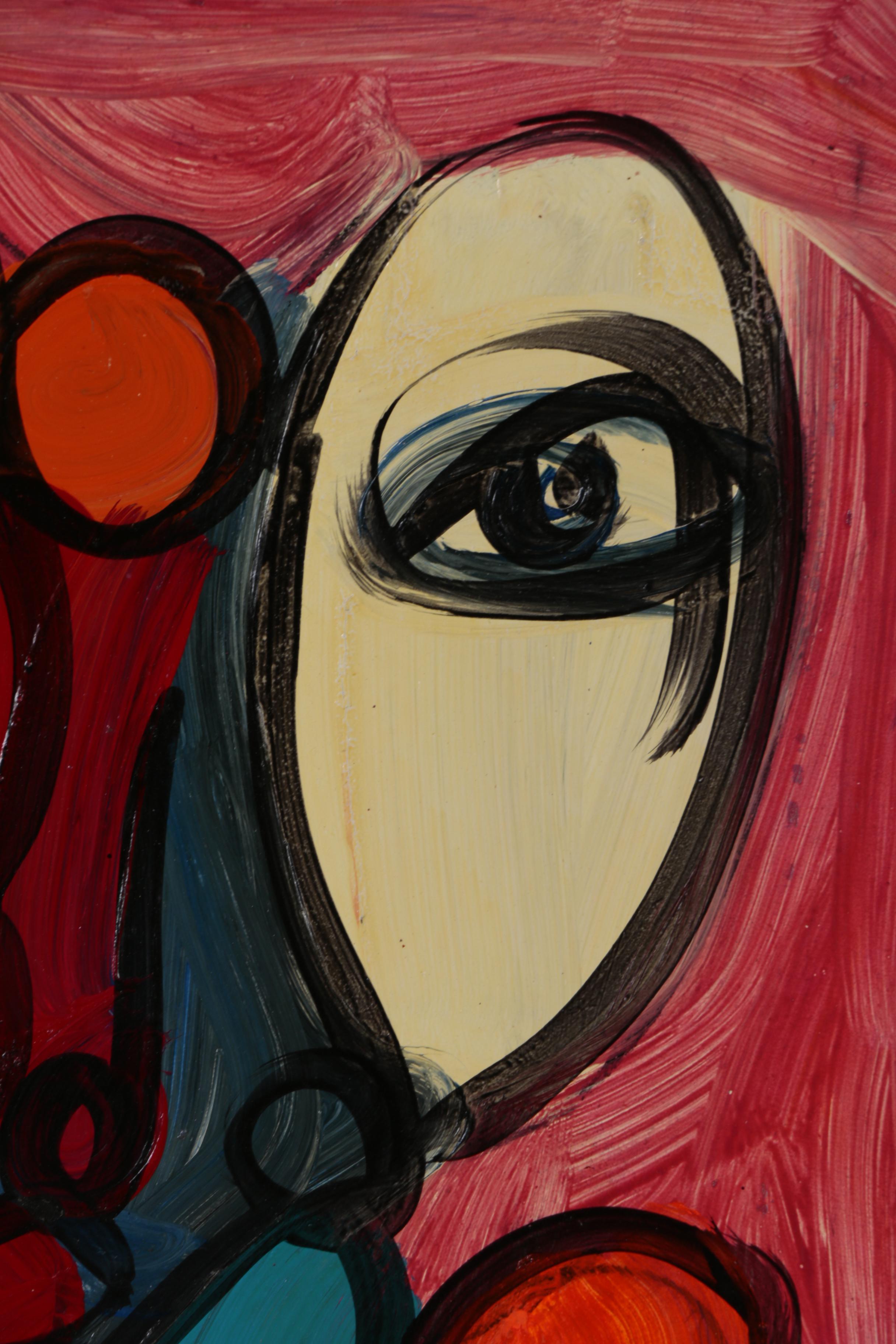 Peter Keil Oil Painting of Abstract Figure, 1992