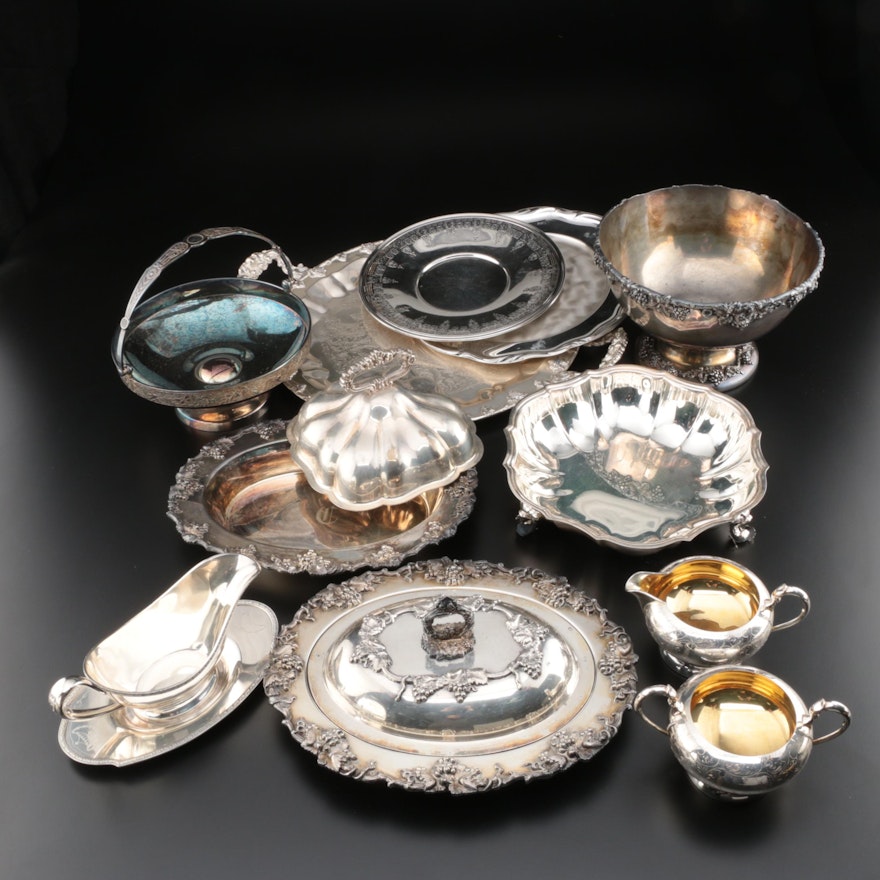 Meriden Silver Plate Serving Bowls and Other Silver Plate Tableware