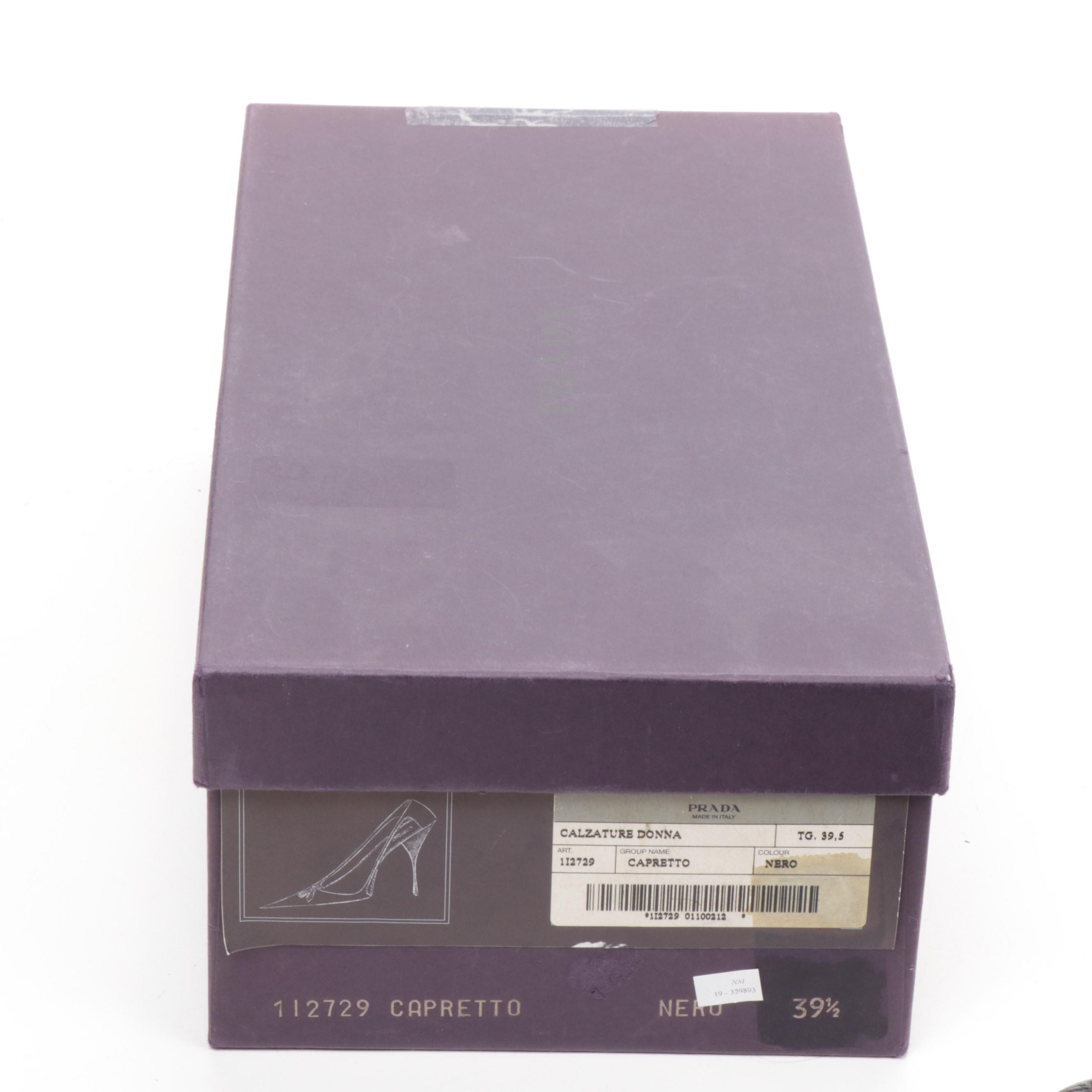 Prada Black Leather Calzature Donna Capretto Pumps