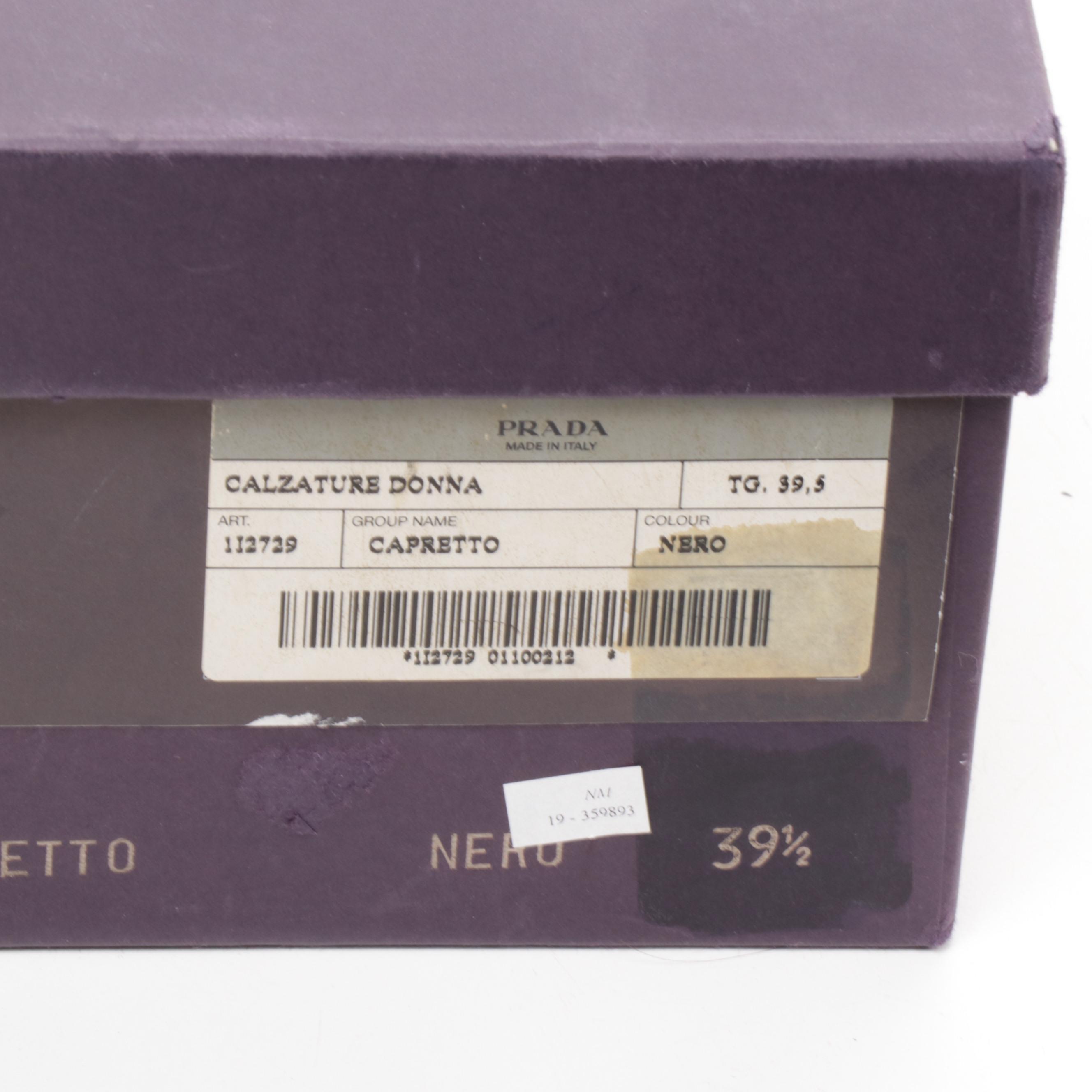 Prada Black Leather Calzature Donna Capretto Pumps