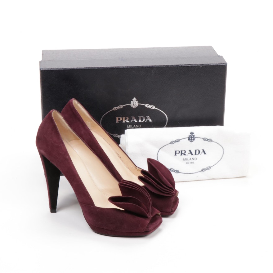 Prada Ribes Suede Leather Calzature Donna Camoscio Pumps