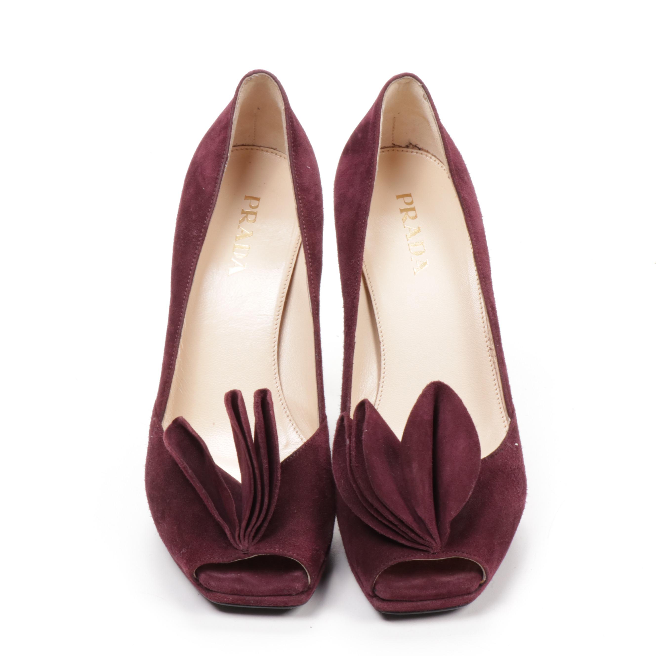 Prada Ribes Suede Leather Calzature Donna Camoscio Pumps