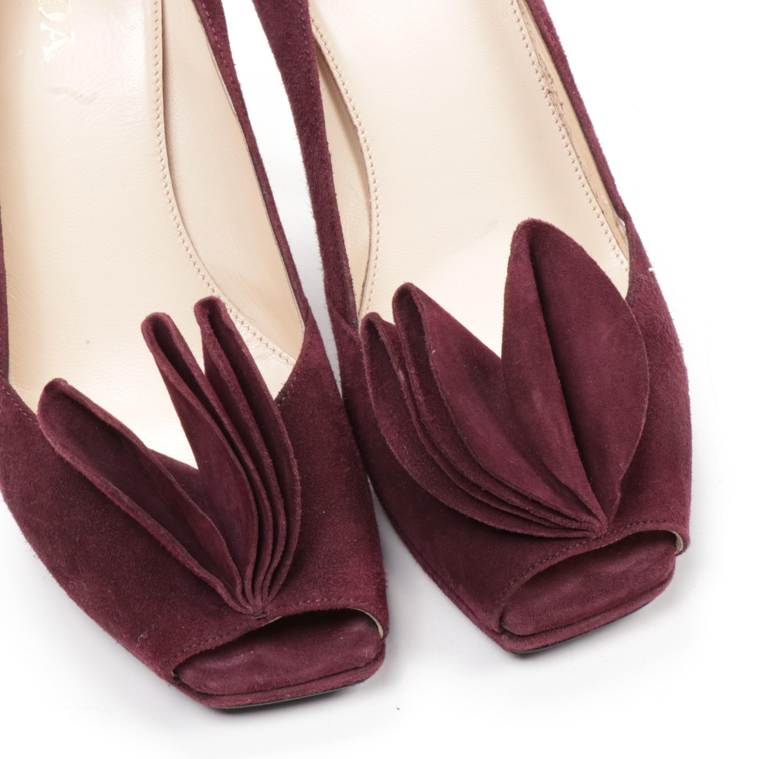 Prada Ribes Suede Leather Calzature Donna Camoscio Pumps