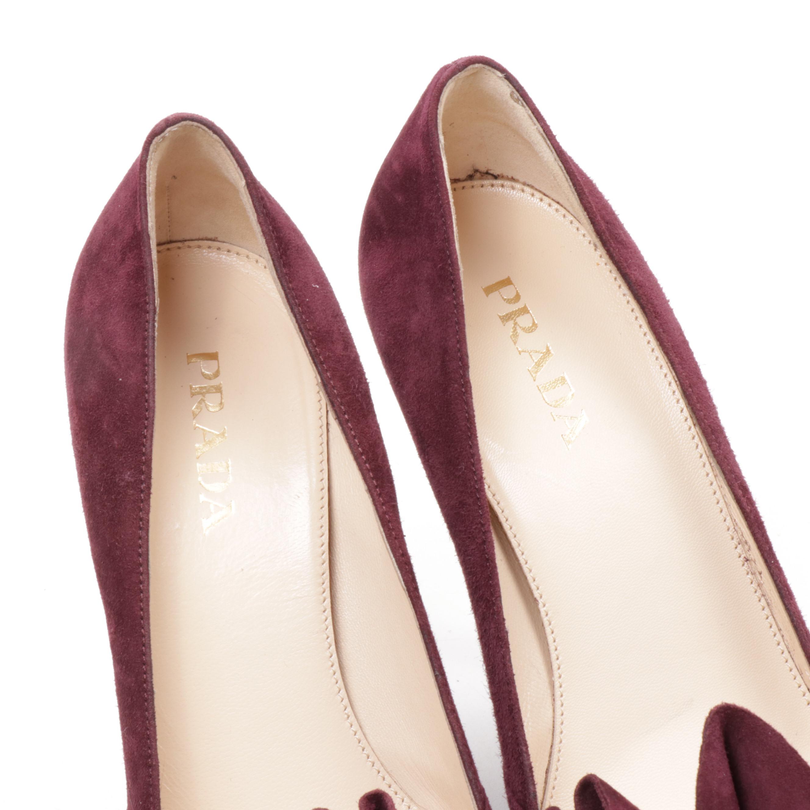 Prada Ribes Suede Leather Calzature Donna Camoscio Pumps