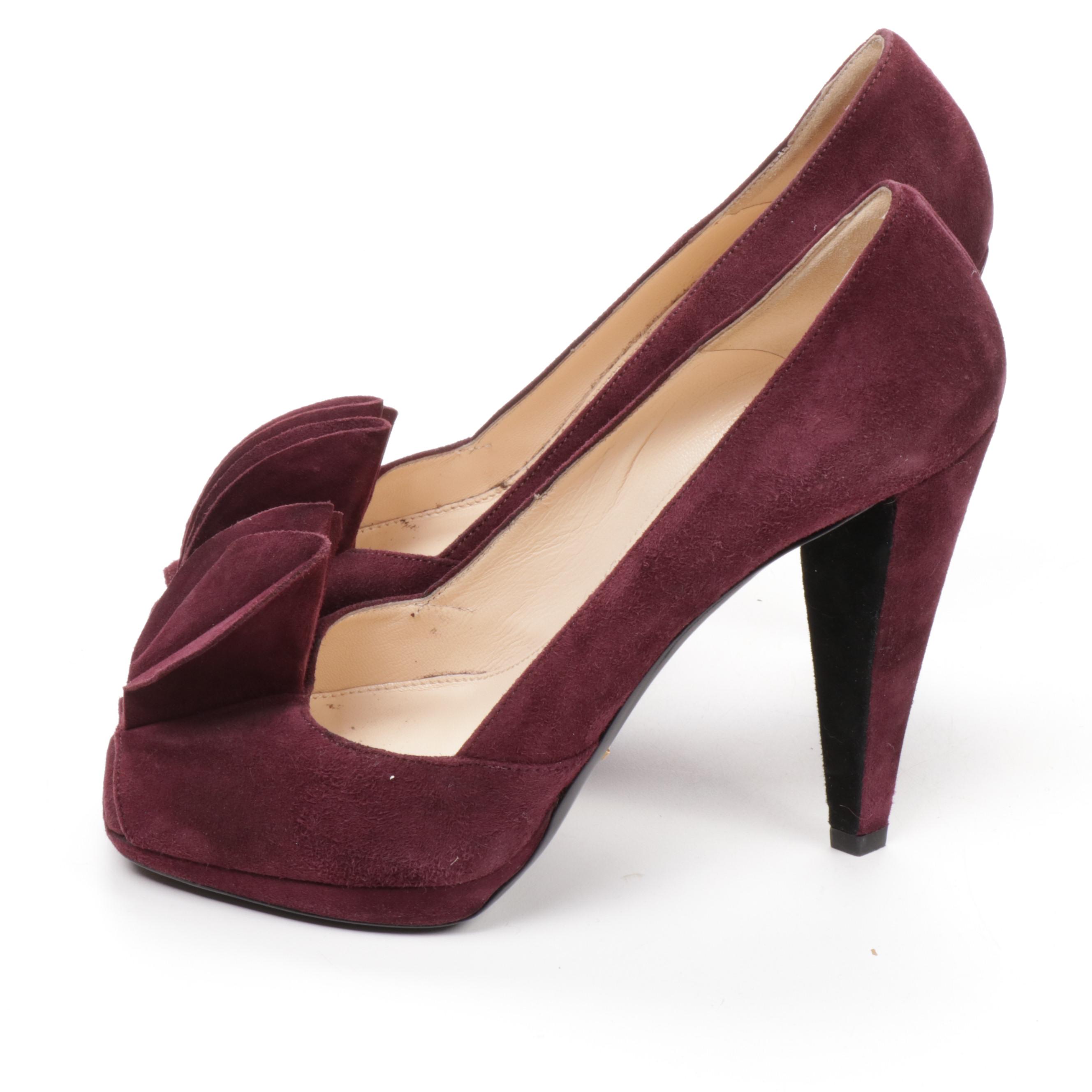 Prada Ribes Suede Leather Calzature Donna Camoscio Pumps