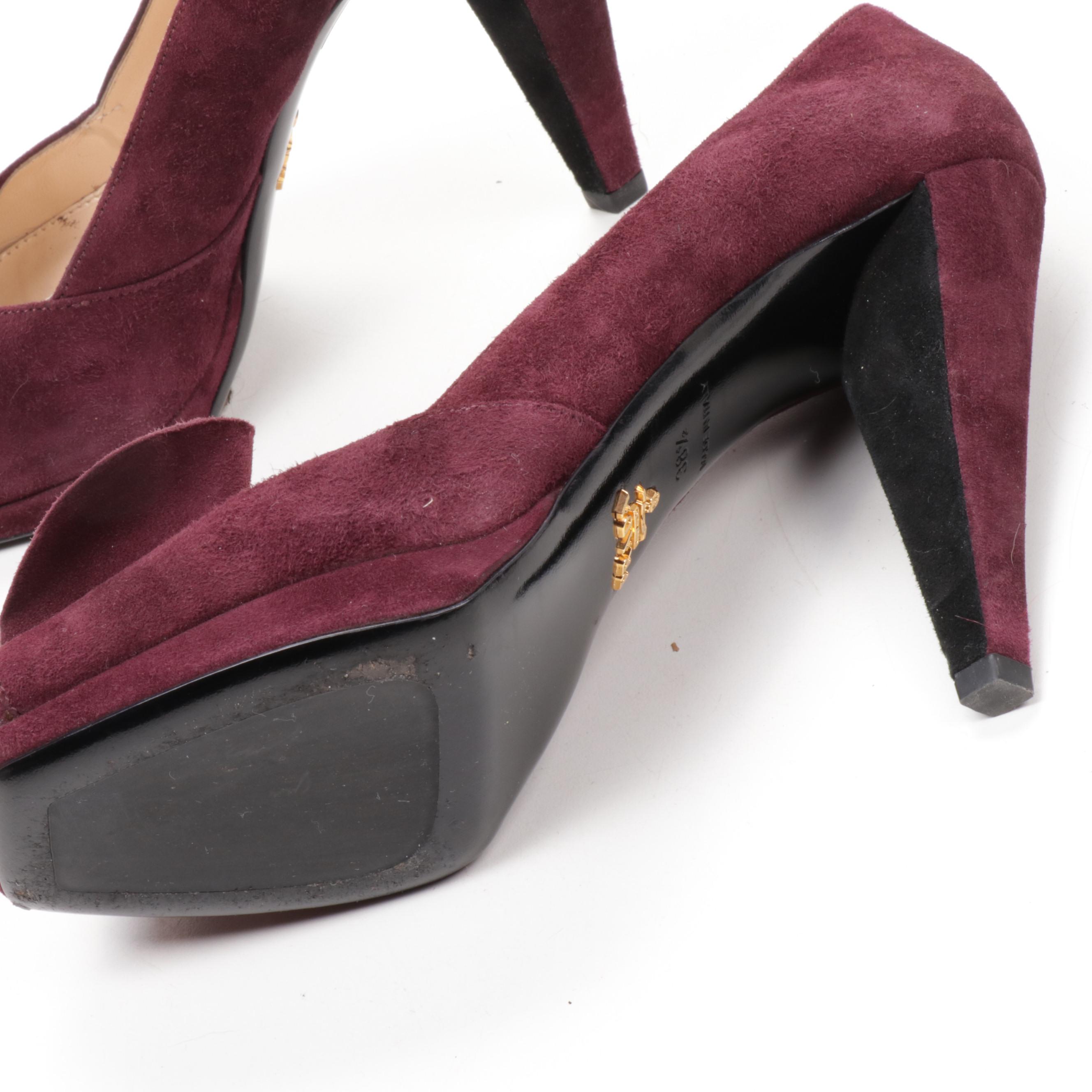 Prada Ribes Suede Leather Calzature Donna Camoscio Pumps