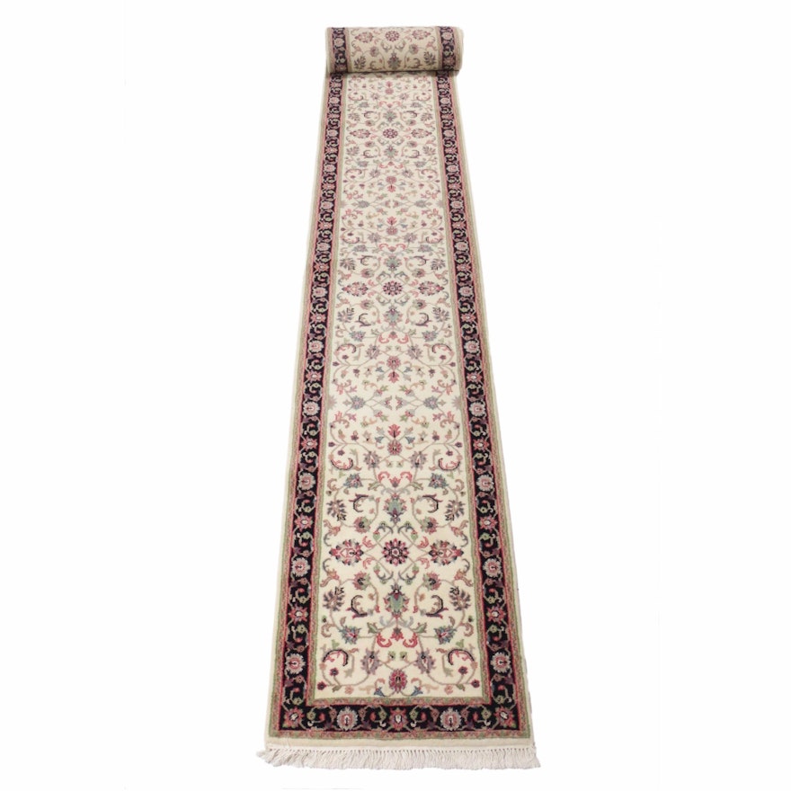 2'7 x 19'10 Hand-Knotted Indo-Persian Tabriz Stairway Runner, 1990s