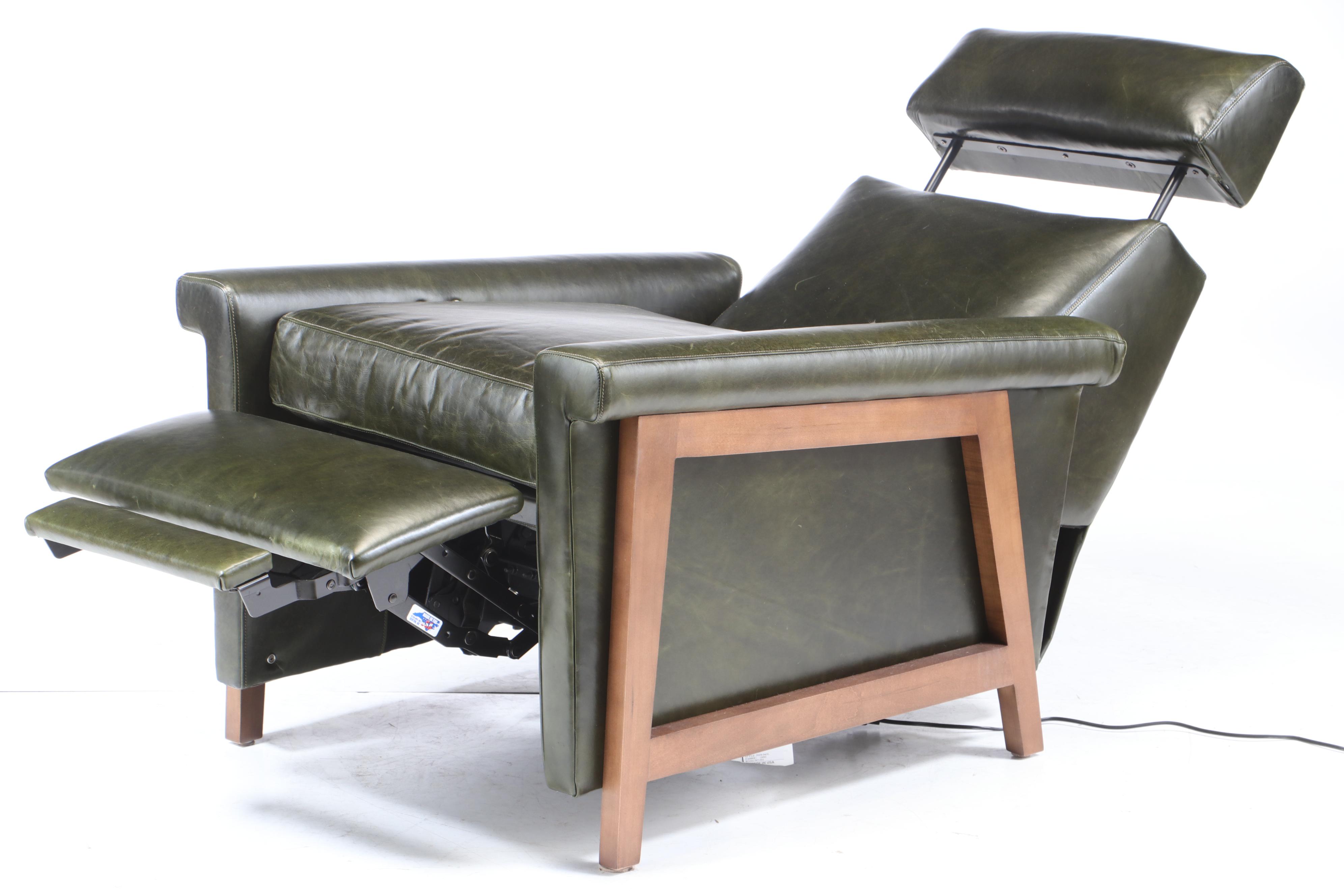 Mitchell Gold + Bob Williams "Arlen" Green Leather Electric Recliner