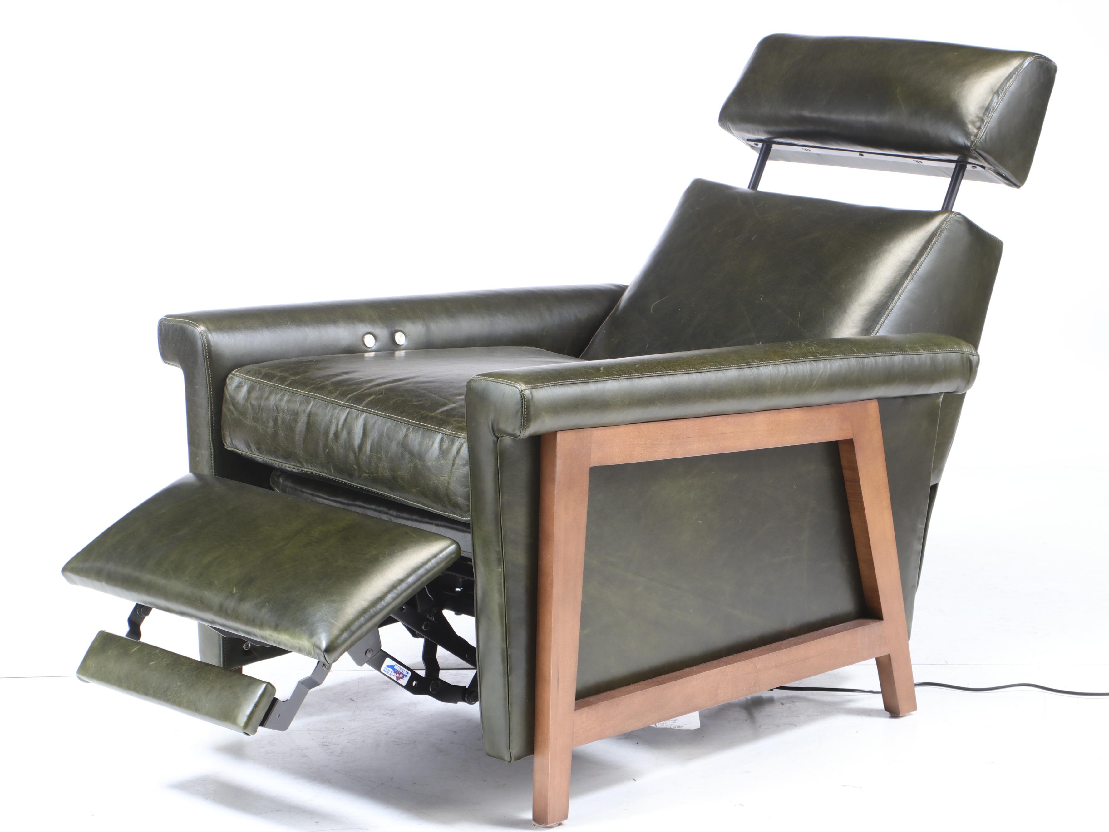 Mitchell Gold + Bob Williams "Arlen" Green Leather Electric Recliner